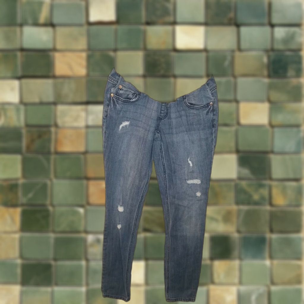 Vintage INDIGO Jeans Skinny Maternity Distressed Indigo Blue Women XS Size Skinny Distressed Jeans Womens XSmall Size 26" / US 2 / IT 38 - 1 Thumbnail