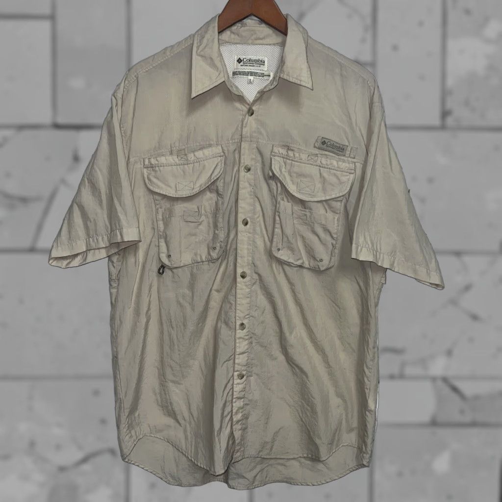 Vintage Columbia PFG Short Sleeve Button Up Shirt Mens Large Beige Size US L / EU 52-54 / 3 - 1 Thumbnail