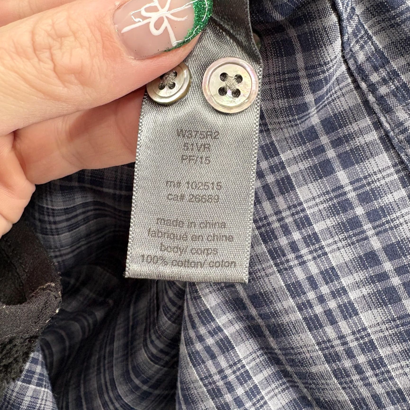 John Varvatos John Varvatos Shirt Mens XL Blue Gray Plaid Button Front Long Sleeve Cotton Size US XL / EU 56 / 4 - 5 Thumbnail
