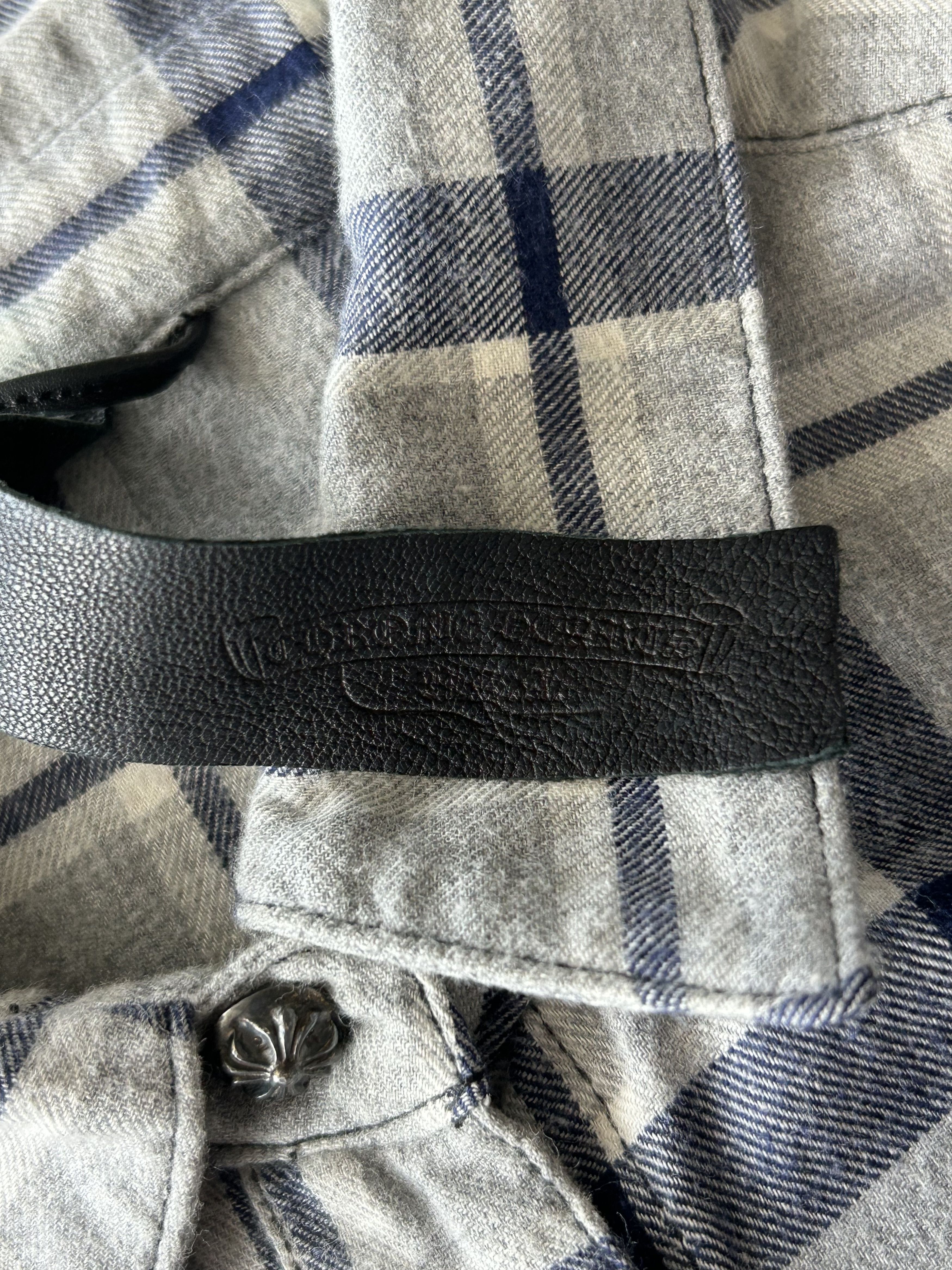 Chrome Hearts Chrome Hearts Grey & Blue Cross Patch Elongated Flannel Size US M / EU 48-50 / 2 - 3 Thumbnail