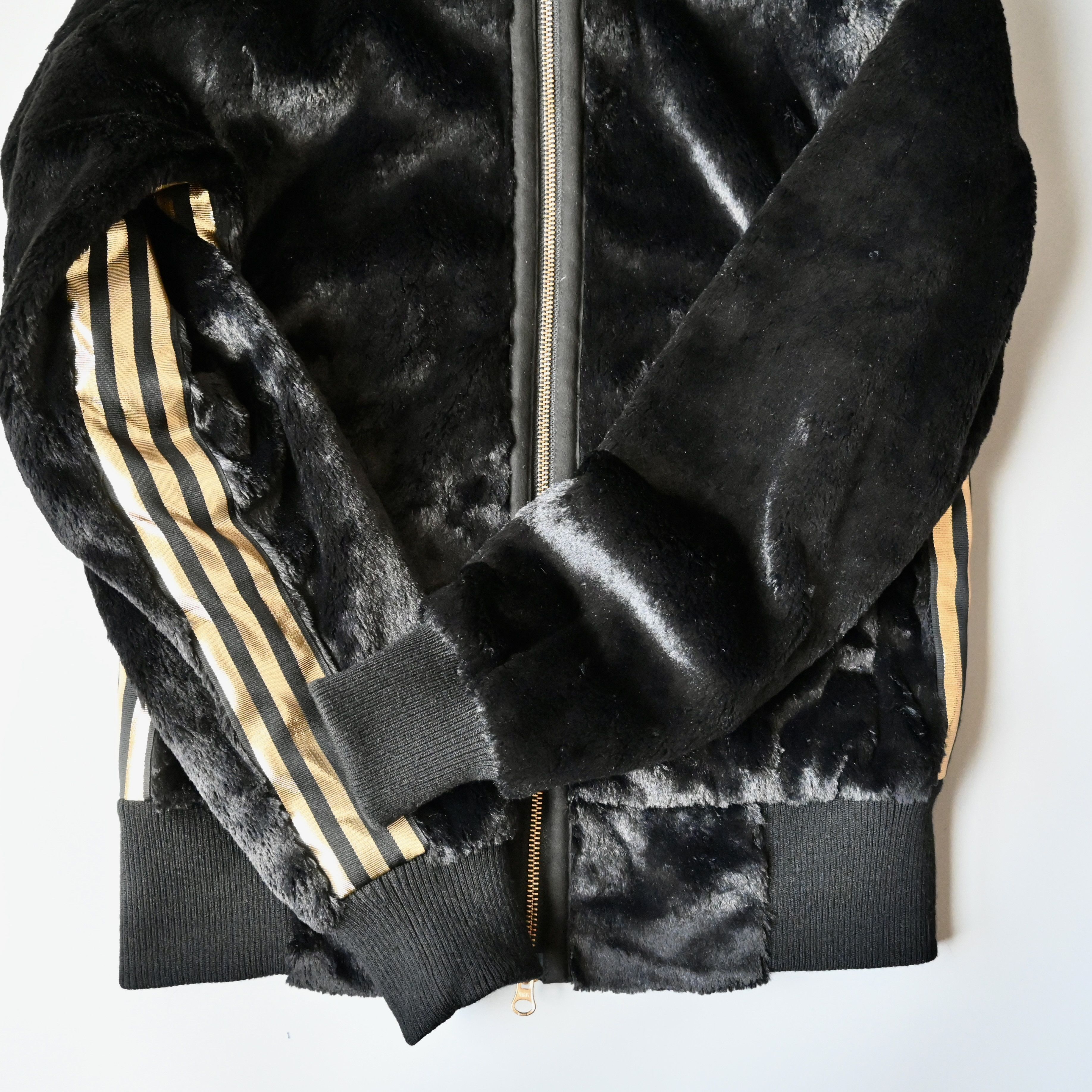 Adidas 2010s Adidas faux fur hooded jacket, gold three striped, XS Size US XS / EU 42 / 0 - 10 Thumbnail