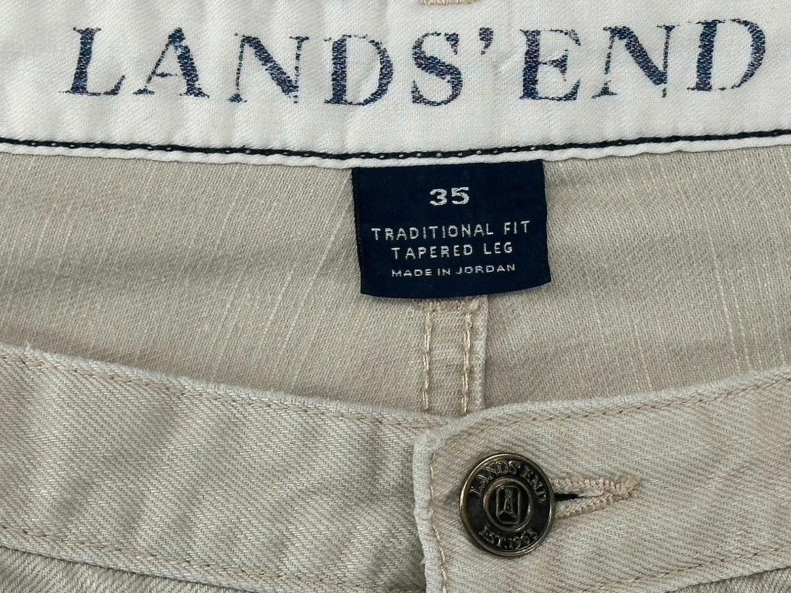 Lands' End Lands End Men's 35 Traditional Fit Tapered Leg Beige Jeans Size US 35 - 7 Thumbnail