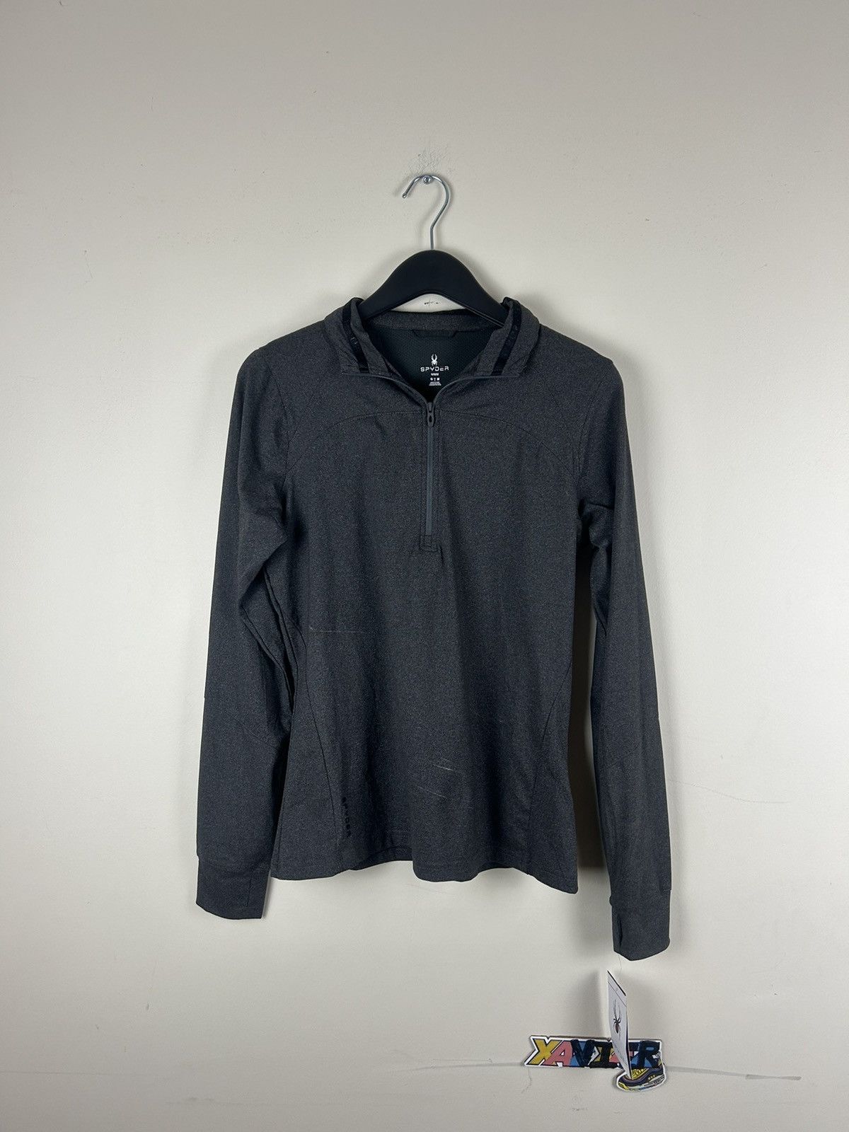 Vintage 1/4 zip spider medium charcoal women *defect front* Size M / US 6-8 / IT 42-44 - 1 Thumbnail