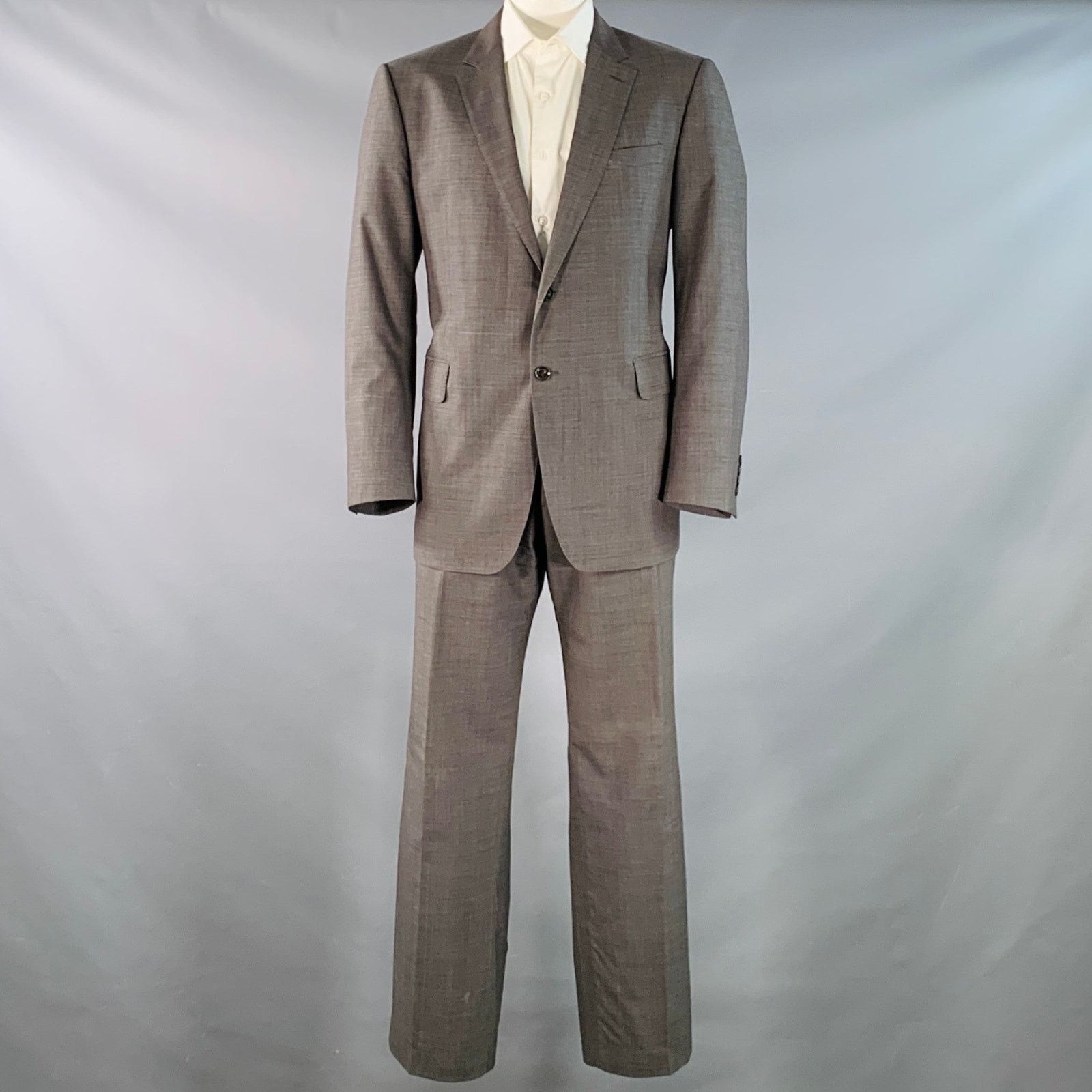 Burberry BURBERRY Size 46 Regular Grey Virgin Wool Notch Lapel Suit Size 46R - 2 Thumbnail