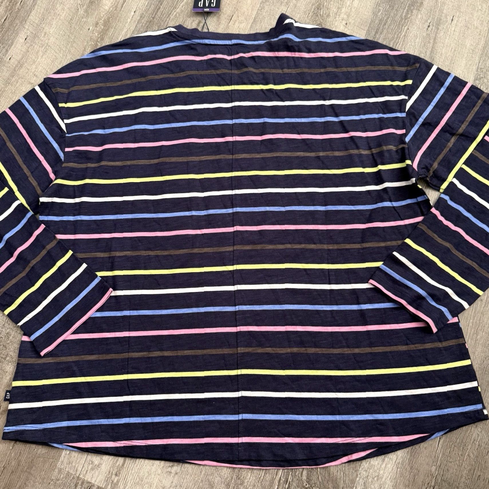 Gap GAP Top Womens XL Long Sleeve Crew Neck T-Shirt Blue Striped Slub Jersey NEW Size XL / US 12-14 / IT 48-50 - 5 Thumbnail