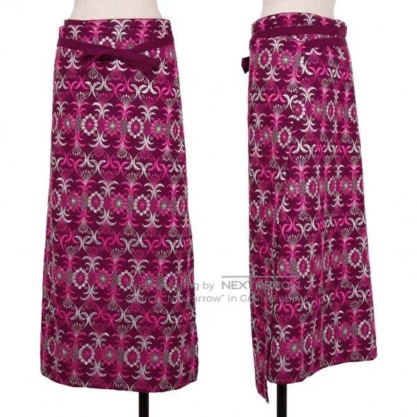 Comme des Garcons Comme Des Garcons size S Pink Embroidered Flower Wrap Skir Size 24" / US 00 / IT 34 - 1 Thumbnail