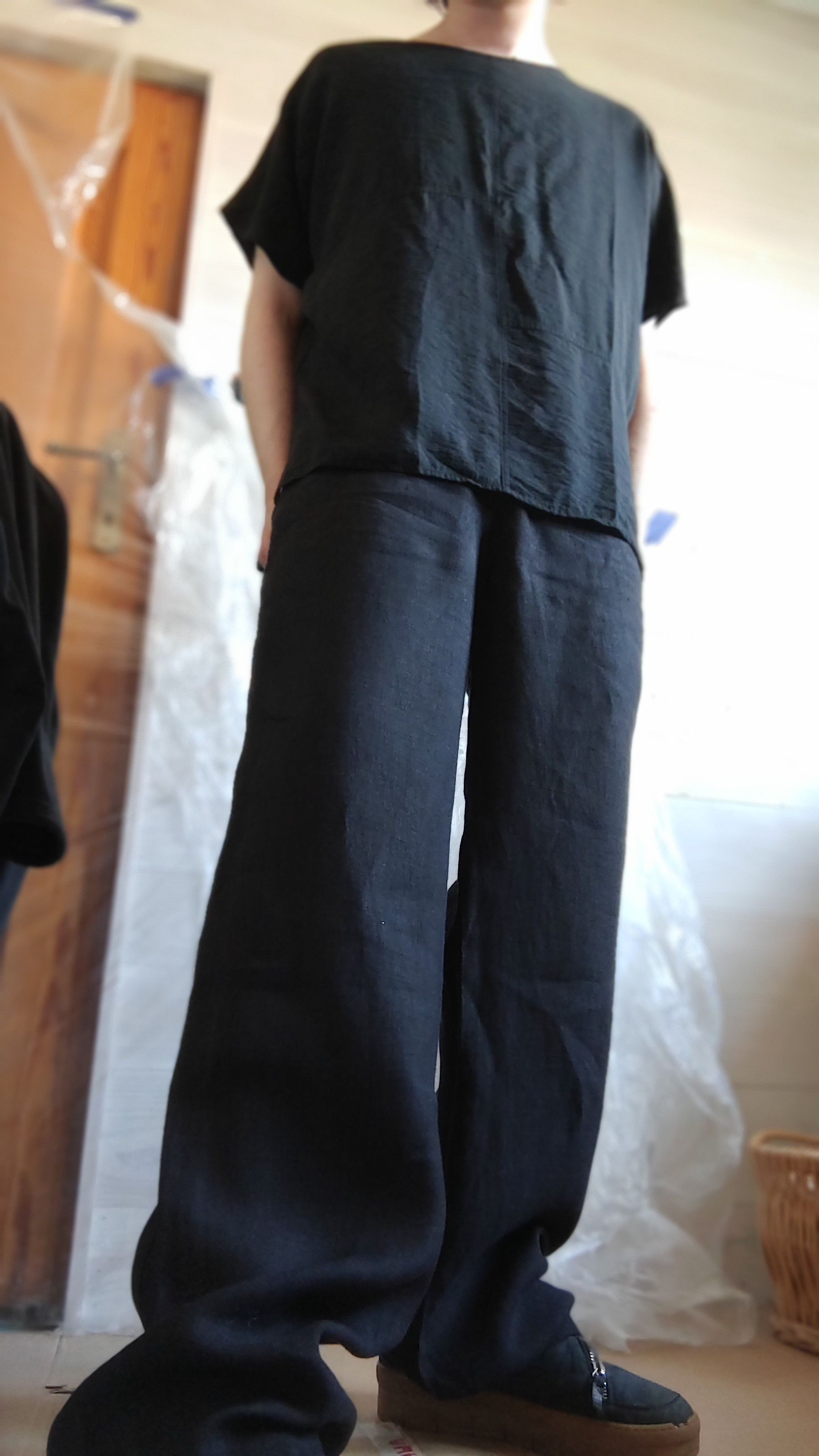 Vintage 100% Linen Pants Darkfashion Minimal y2k Vintage Wide Flared Size US 33 - 12 Thumbnail