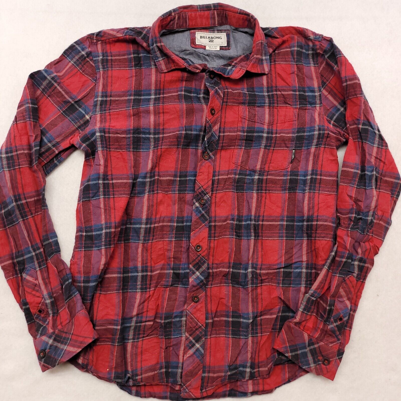 Billabong Billabong Tartan Flannel Shirt Mens Size Small S Red Blue Size US S / EU 44-46 / 1 - 2 Thumbnail