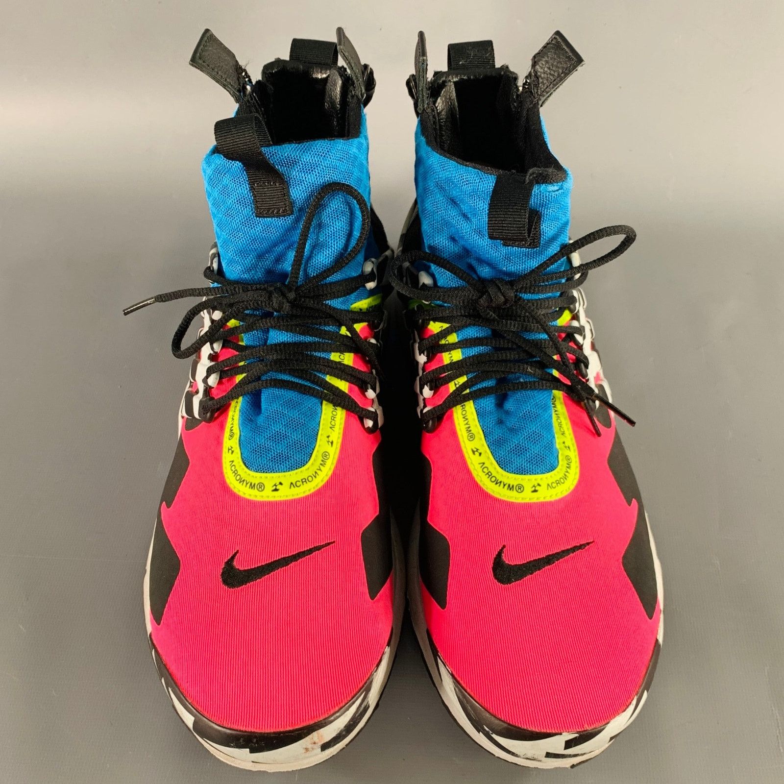 Nike Pink Air Presto Mid Multi Color Block Mesh Zip Up Sneakers Size US 12 / EU 45 - 4 Thumbnail