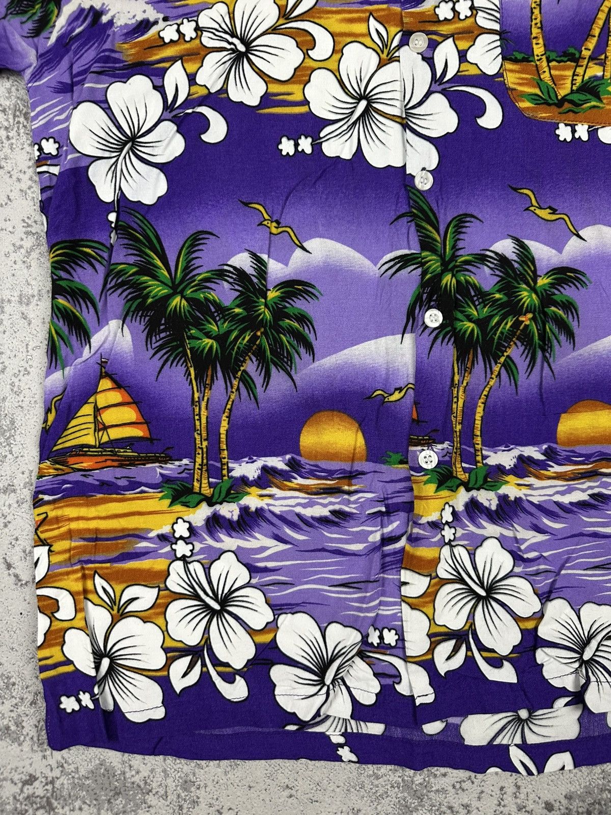 Japanese Brand Vintage Hawaiian Shirt Purple Sunset Island Vibes Size US M / EU 48-50 / 2 - 5 Thumbnail