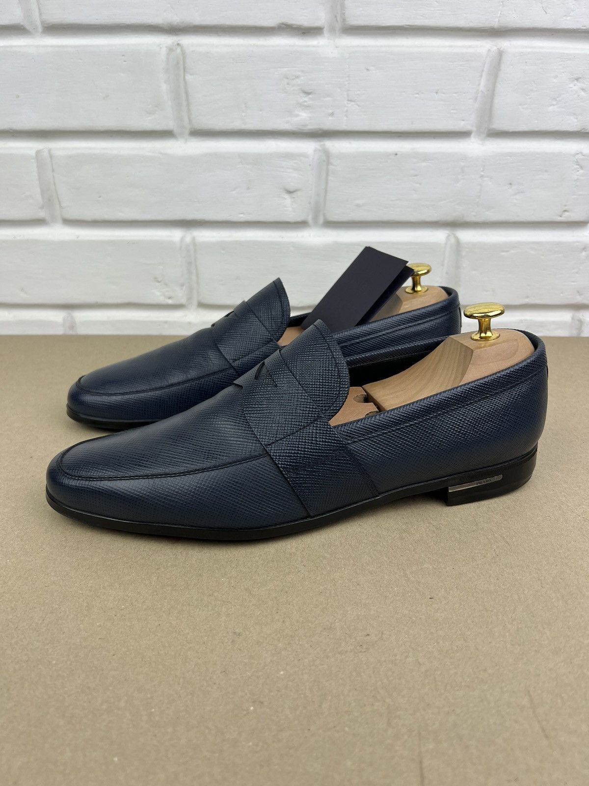 Prada PRADA MILANO Loafers Leather Saffiano Penny Shoes Blue Men's Size US 9 / EU 42 - 3 Thumbnail