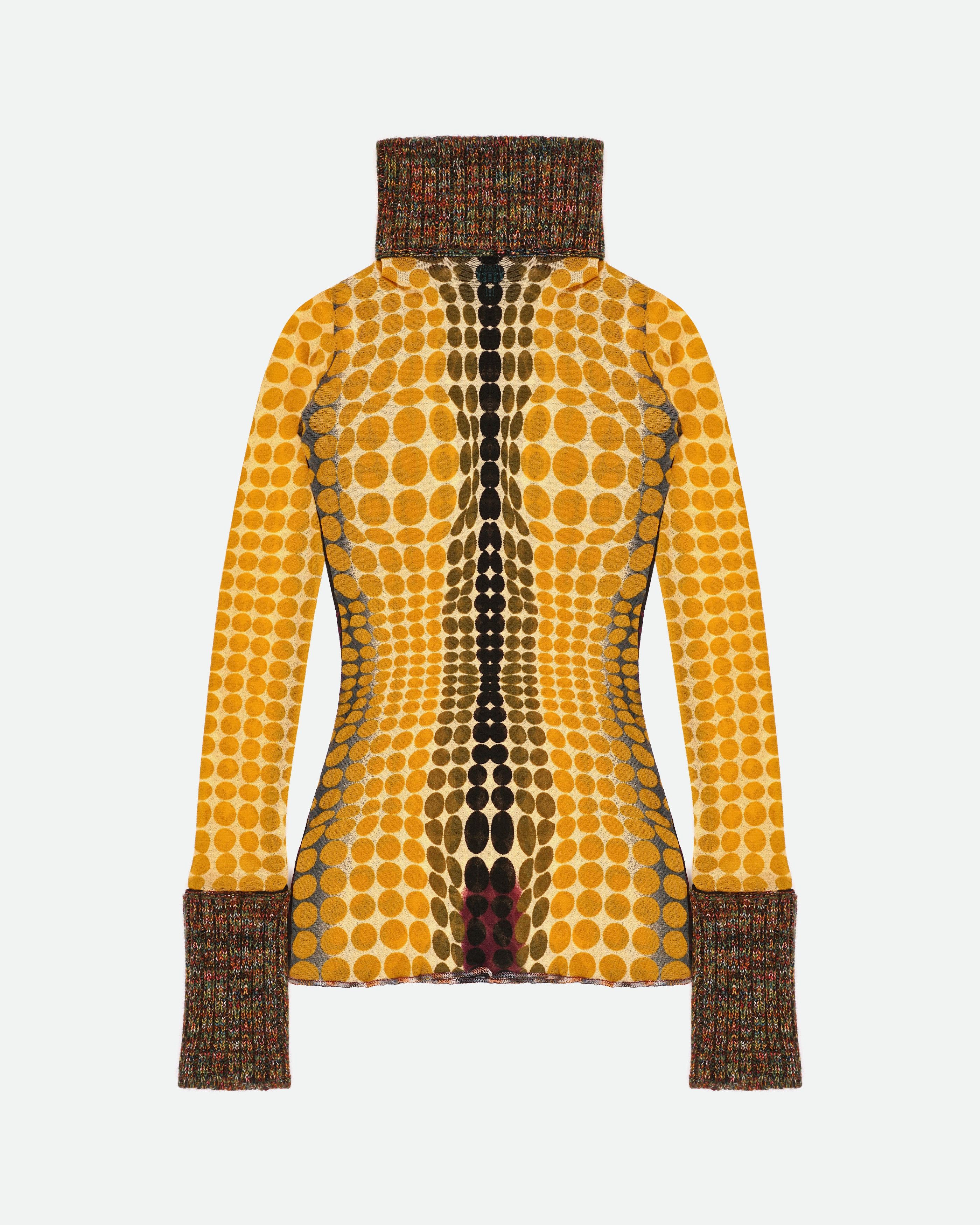 Jean Paul Gaultier AW95 `Cyberdot´ Vasarely-Print Mesh Turtleneck Longsleeve Size L / US 10 / IT 46 - 1 Thumbnail