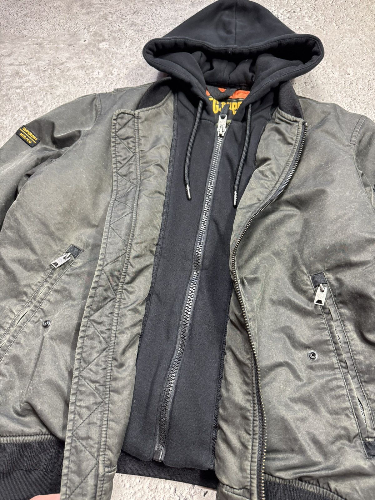 Superdry Superdry Utility Wear Hooded Bomber Jacket Double Zip L Size US L / EU 52-54 / 3 - 6 Thumbnail
