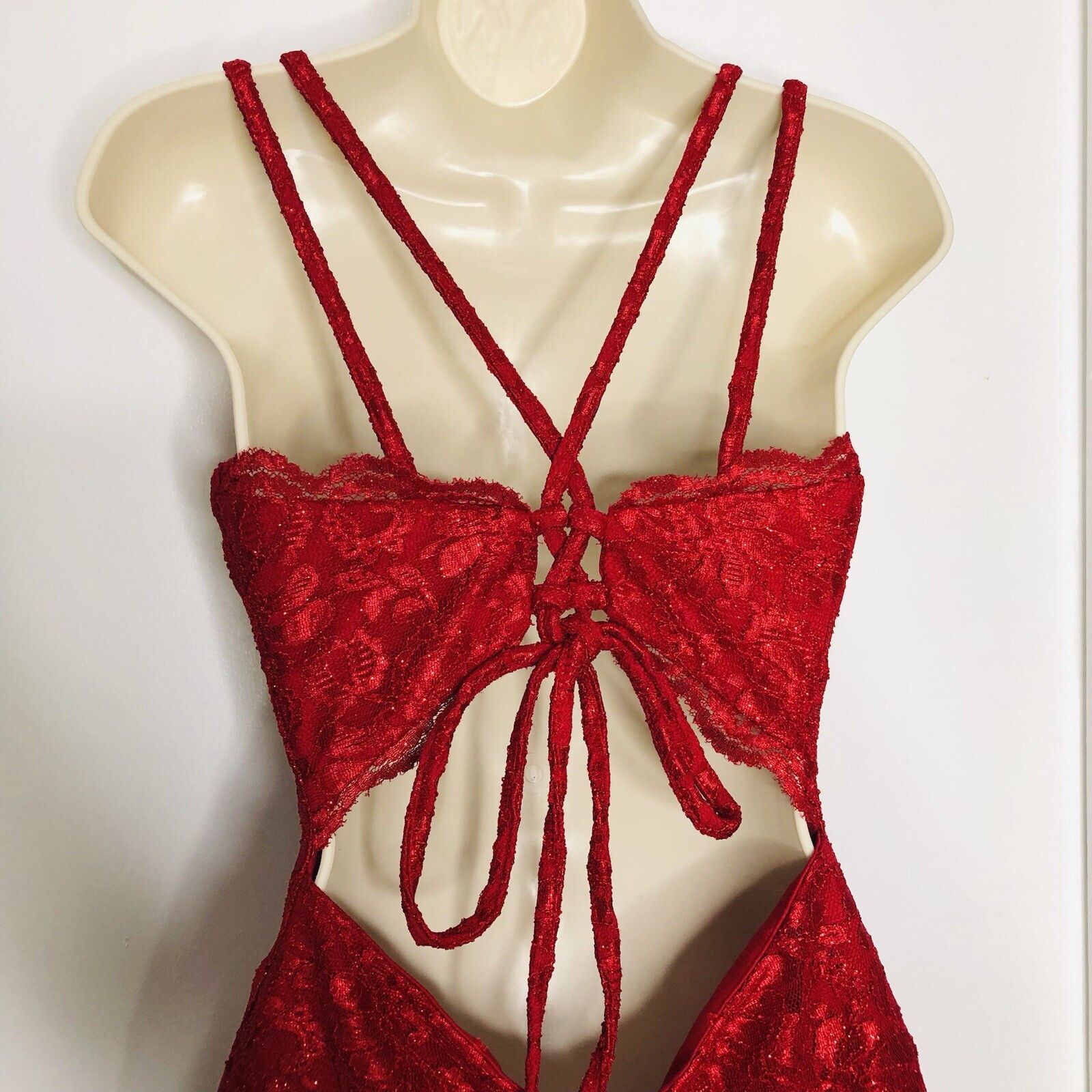 Morgan & Co Junior Babydoll Red Lace Prom Gown Dress Sz 5