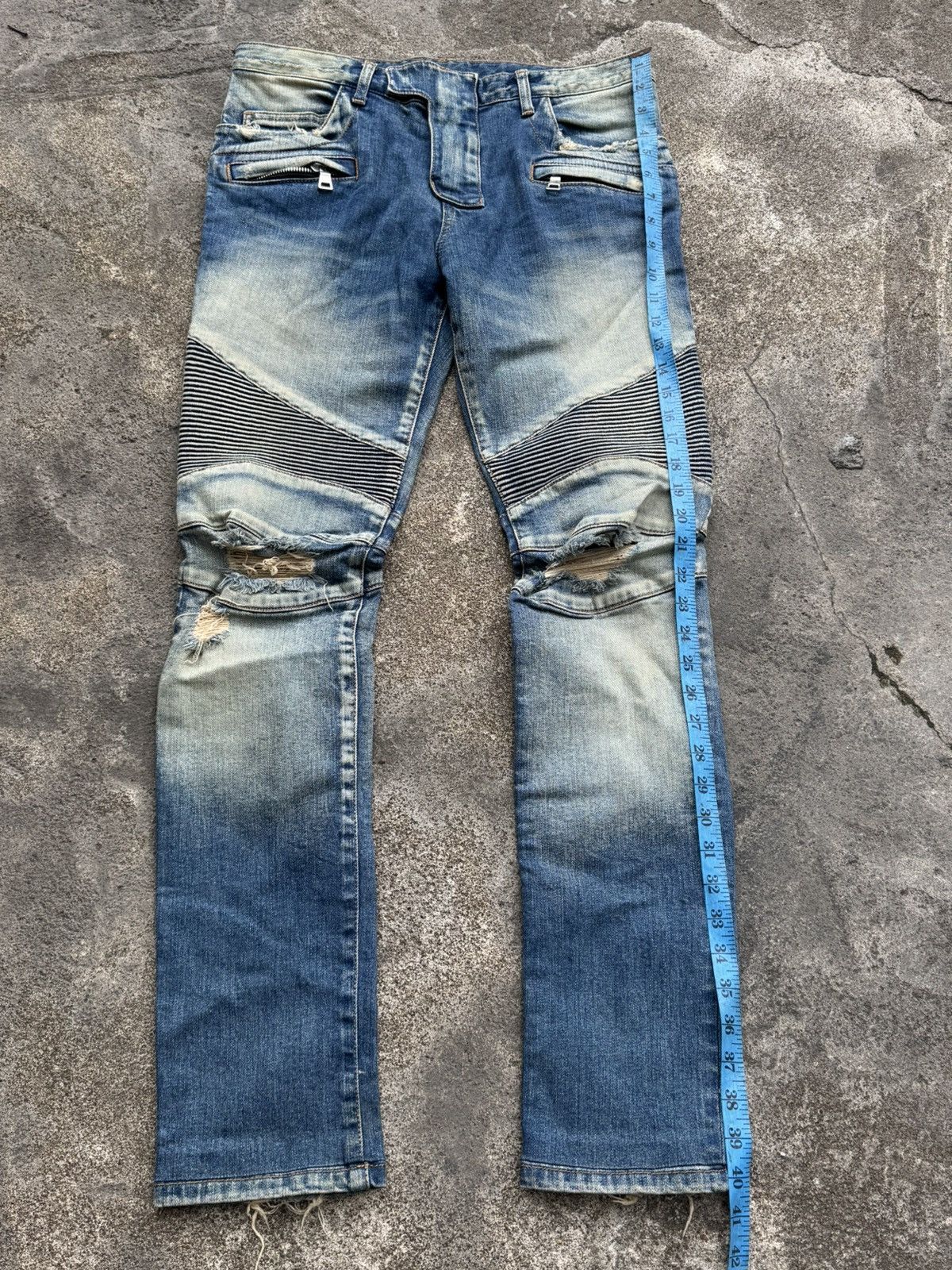 Balmain Balmain Washed Distressed Bikers Decarnin Era Jeans Size US 32 / EU 48 - 9 Thumbnail