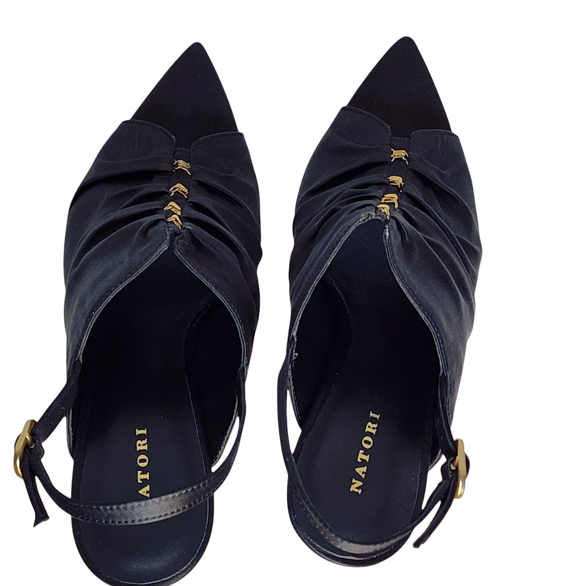 Other Natori Black Satin Silk Pointed Toe Stiletto Sandals Size US 8 / IT 38 - 7 Thumbnail