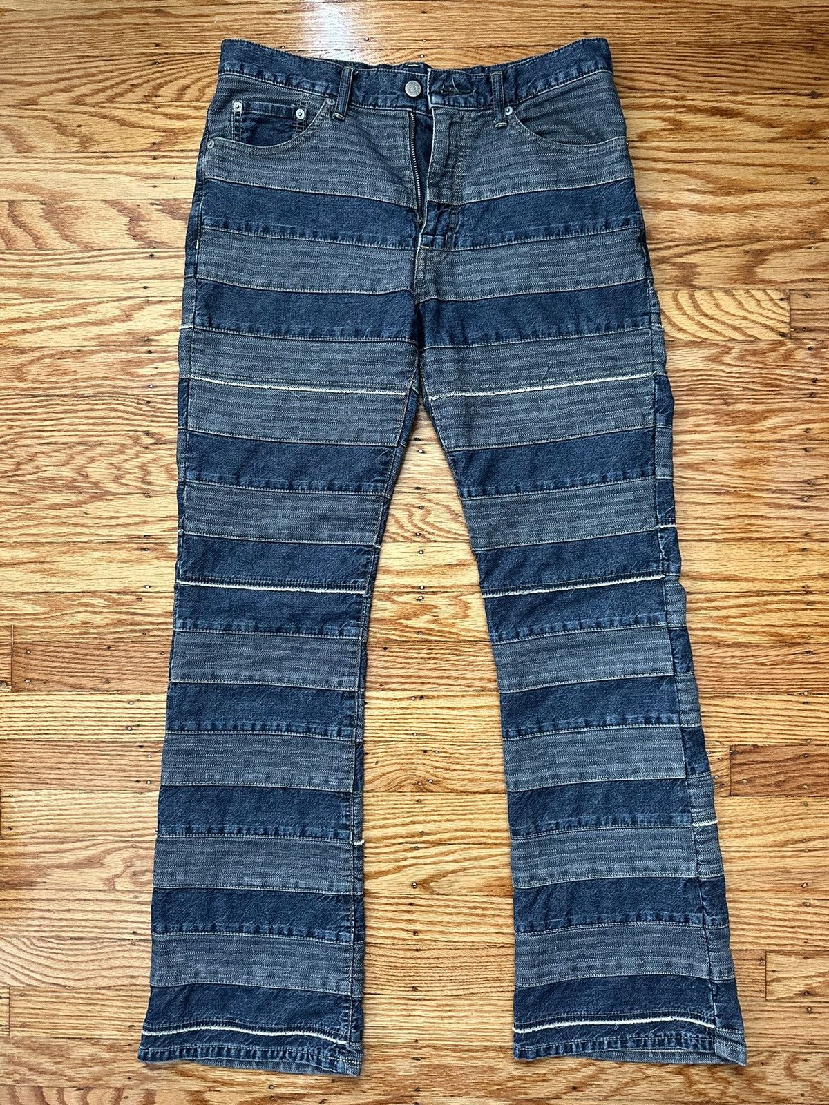 image of 90's Hysteric Glamour Kinky Jeans Patchwork Hagi Denim Pants in Blue, Men's (Size 30)