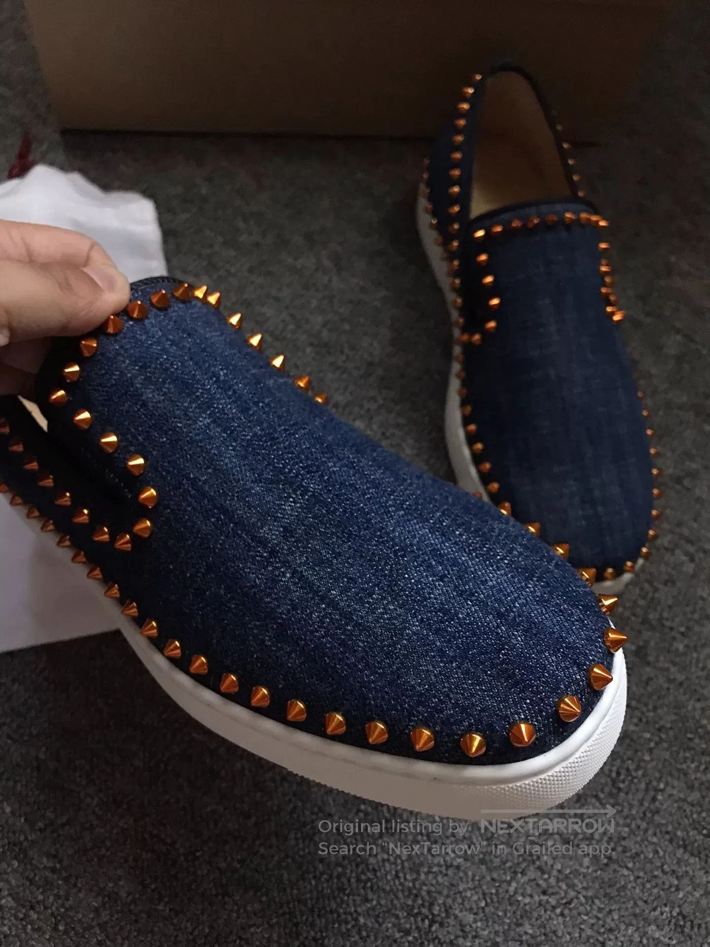 Christian Louboutin Christian Louboutin Denim Studded Red Sole Shoes. Size US 9.5 / EU 42-43 - 5 Thumbnail