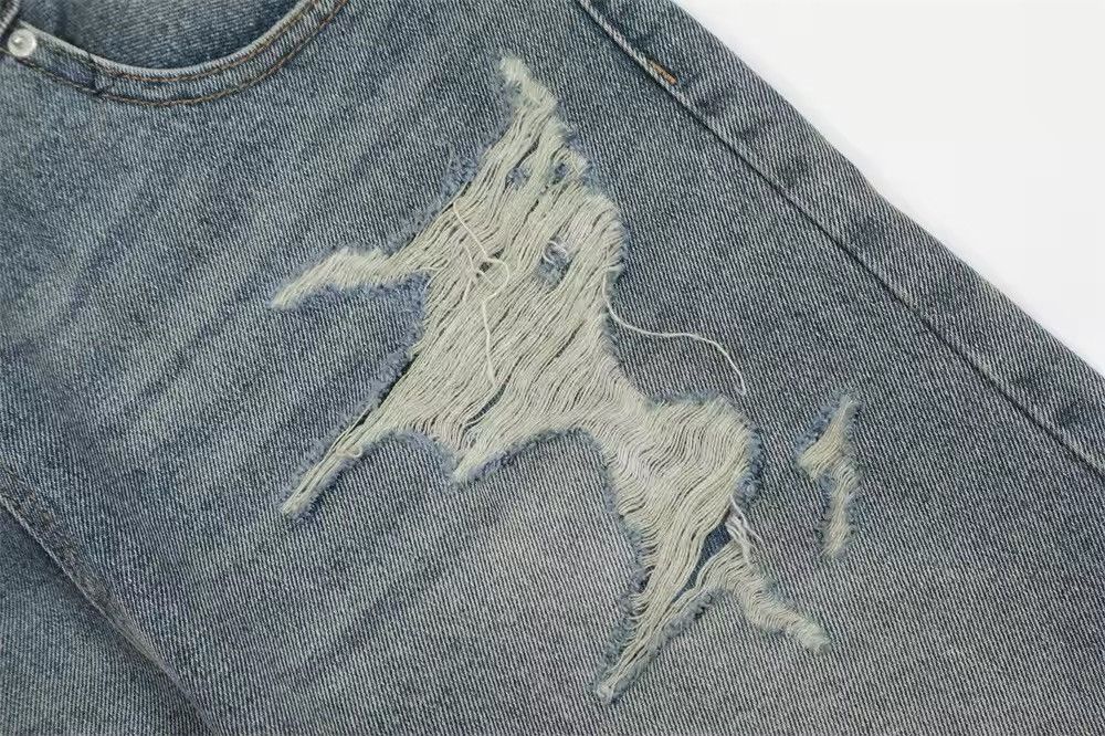 Jean Vintage Washed Distressed Splicing Flared Jeans Size US 30 / EU 46 - 10 Thumbnail