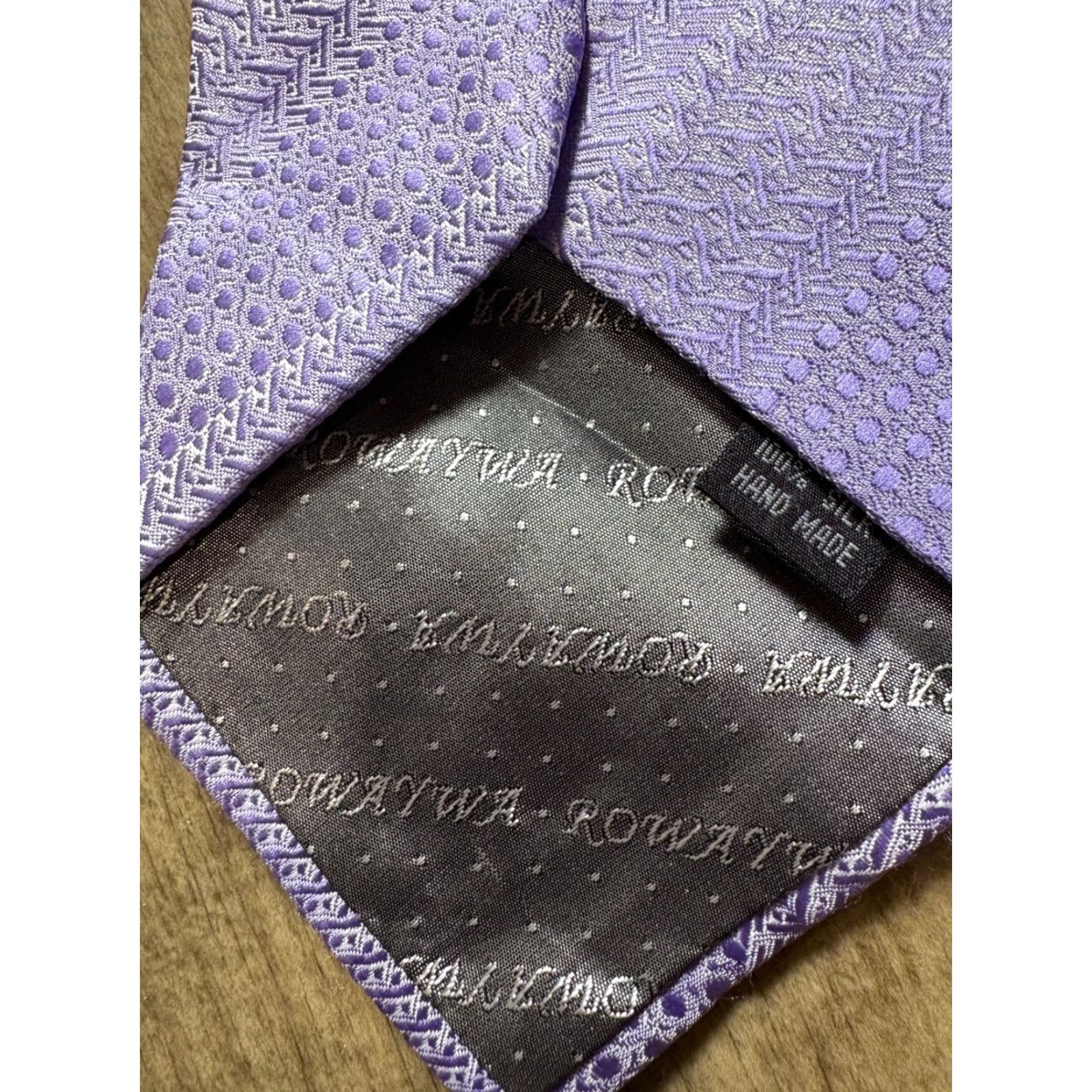 Vintage ROWAYWA Tie Purple 100% Silk Handmade 4" Wide High End Men Designer Silk Tie Size ONE SIZE - 6 Thumbnail