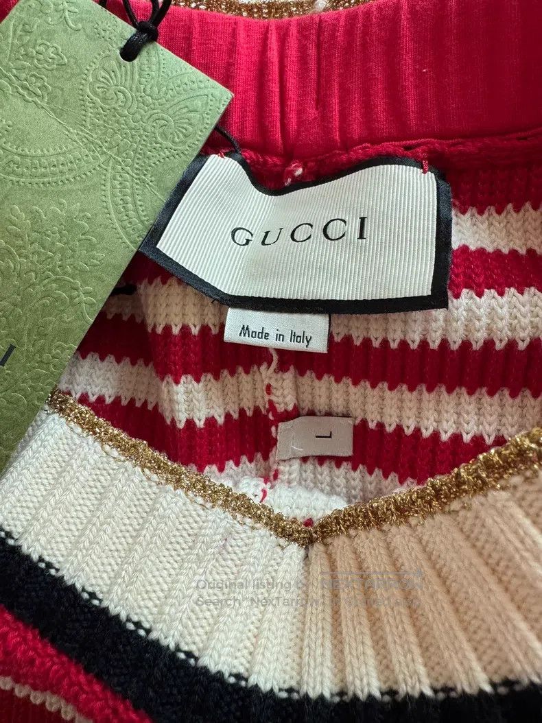 Gucci Gucci SizeL Red and white striped knitted trousers Size 26" / US 2 / IT 38 - 3 Thumbnail