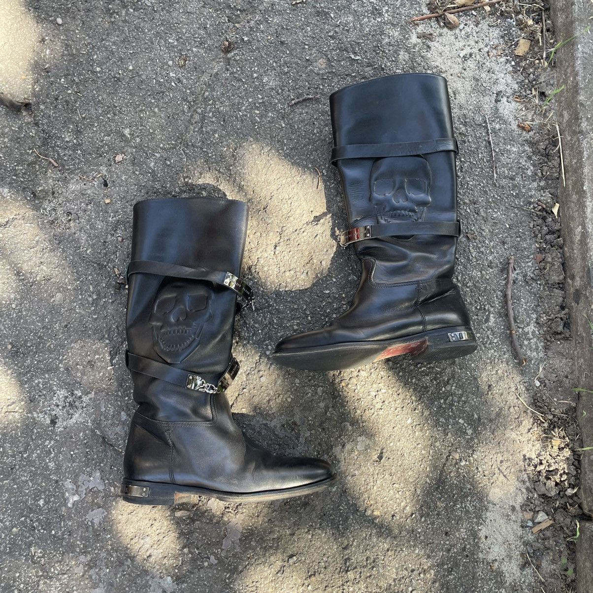 Philipp Plein Philipp Plein boots leather shoes Wellington bones scull mot Size US 5.5 / IT 35.5 - 1 Thumbnail