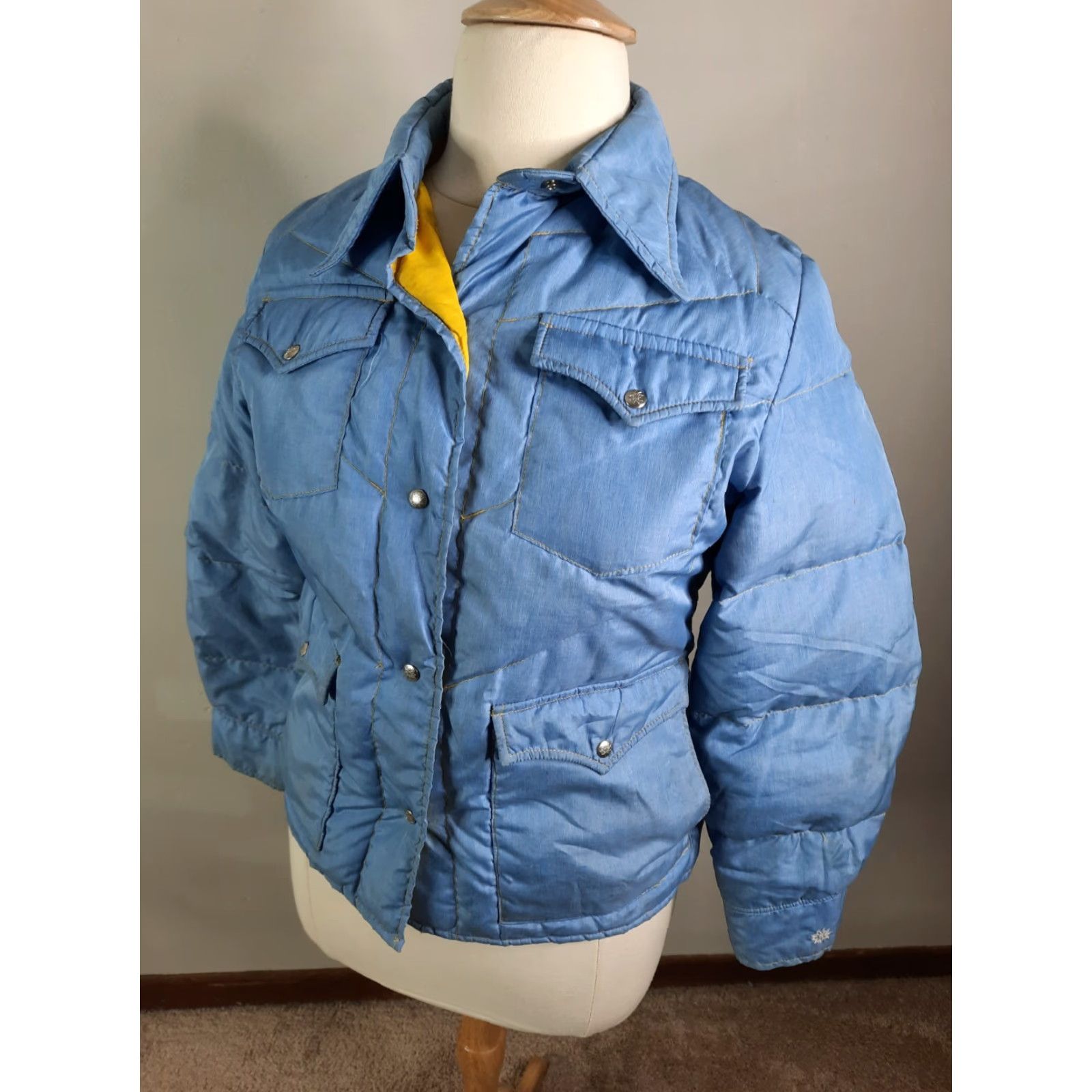 Vintage VINTAGE Alpine Design Blue Ski Jacket Down Winter Coat Quilted Puffer 70s 80s Size L / US 10 / IT 46 - 4 Thumbnail