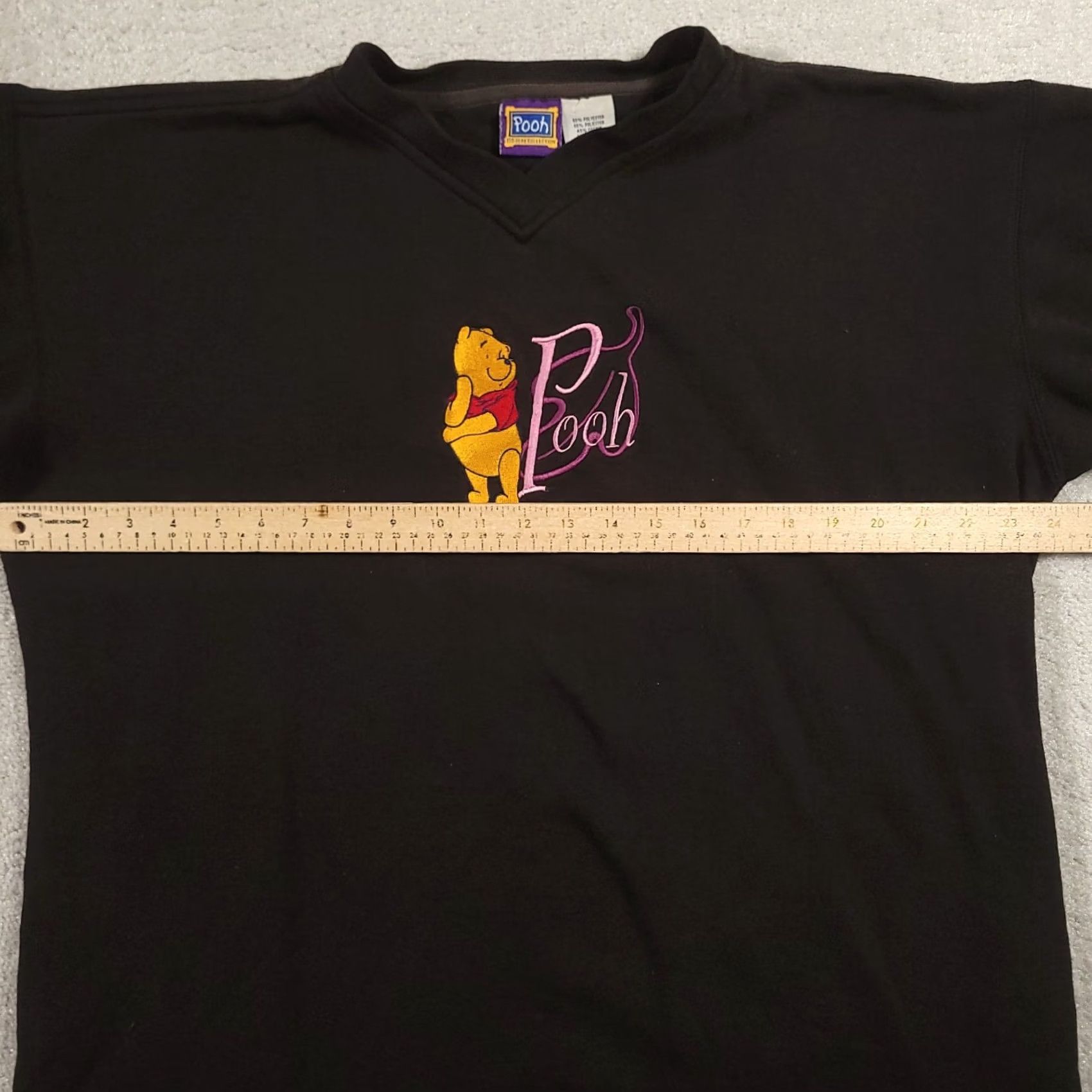 Disney VINTAGE Winnie The Pooh Embroidered 100 Acre Wood Sweater XL Black Disney Women's Sweater Crew Neck PULLOVER 90s Cartoon Classic Size XL / US 12-14 / IT 48-50 - 3 Thumbnail