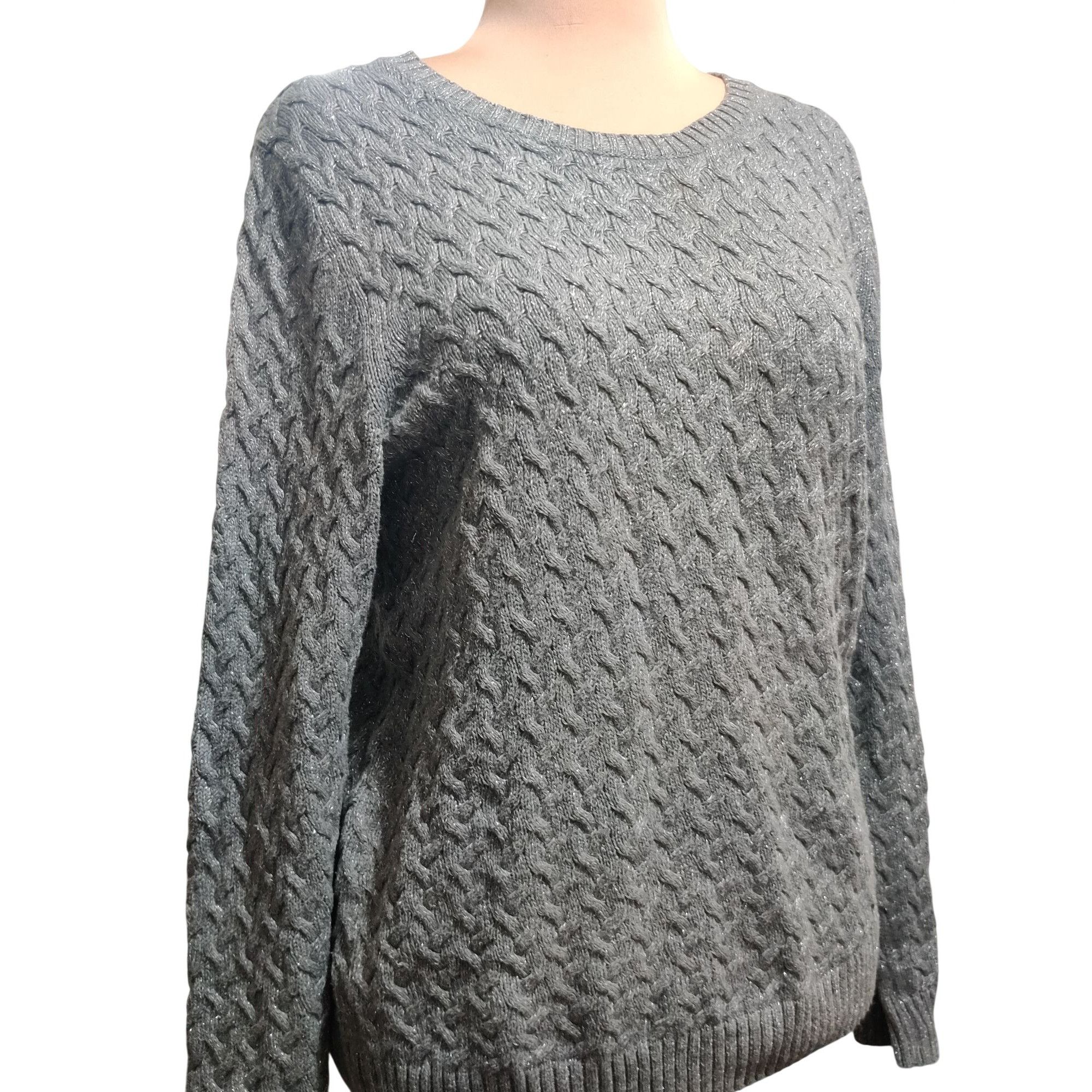 Croft & Barrow Croft & Barrow XL Womens Gray Sweater Metallic Knit Textured Size XL / US 12-14 / IT 48-50 - 2 Thumbnail
