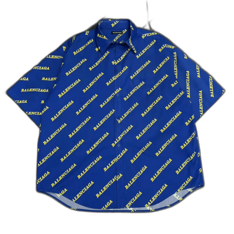 Balenciaga Klein Blue Logo Short Sleeve Shirt-yf