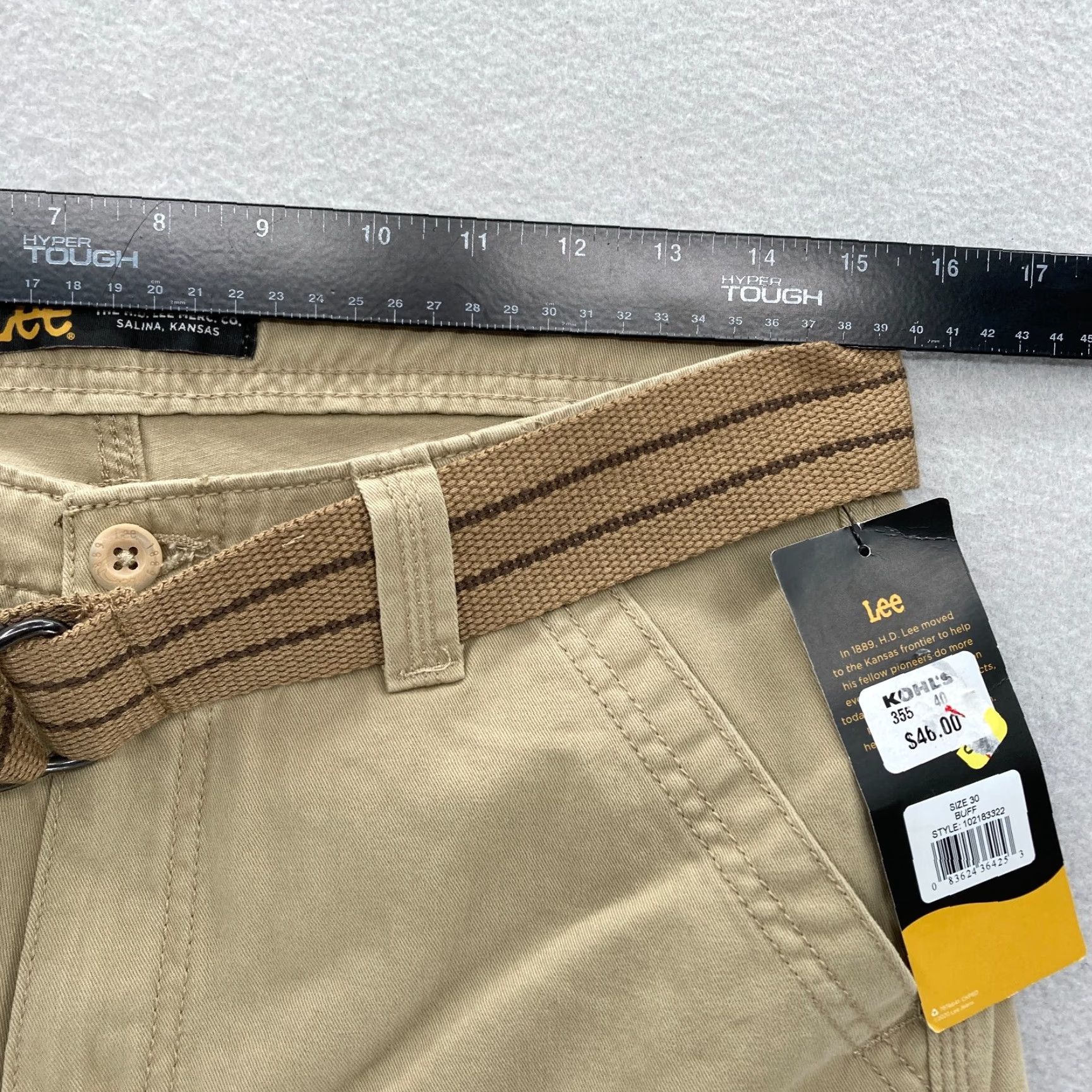 Lee Lee Belted Cargo Shorts Mens 30 Khaki Beige Relaxed Outdoors Hiking Workwear NWT Size US 30 / EU 46 - 7 Thumbnail