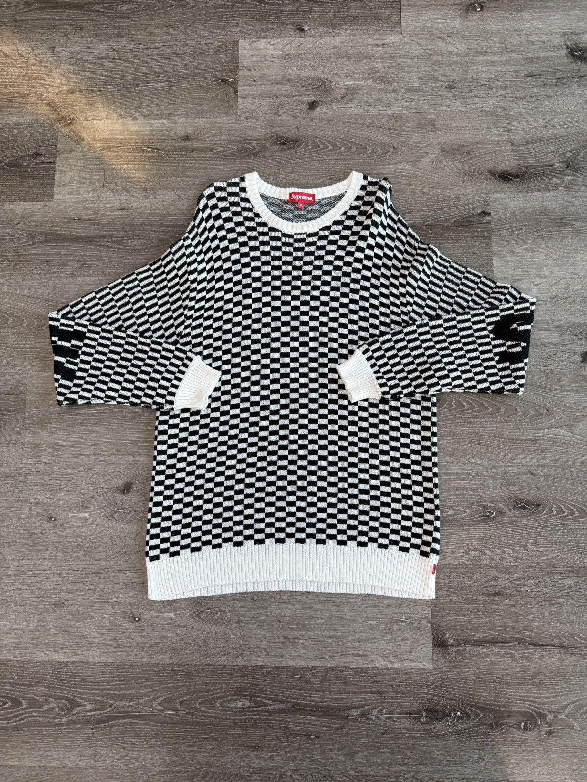 Supreme Supreme “Back Logo Sweater” (Checkerboard) Size US XL / EU 56 / 4 - 1 Thumbnail