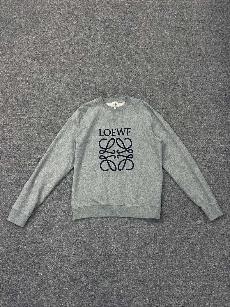 Loewe LOEWE Chest embroidered Logo round neck hoodie grey Size L / US 10 / IT 46 - 1 Thumbnail