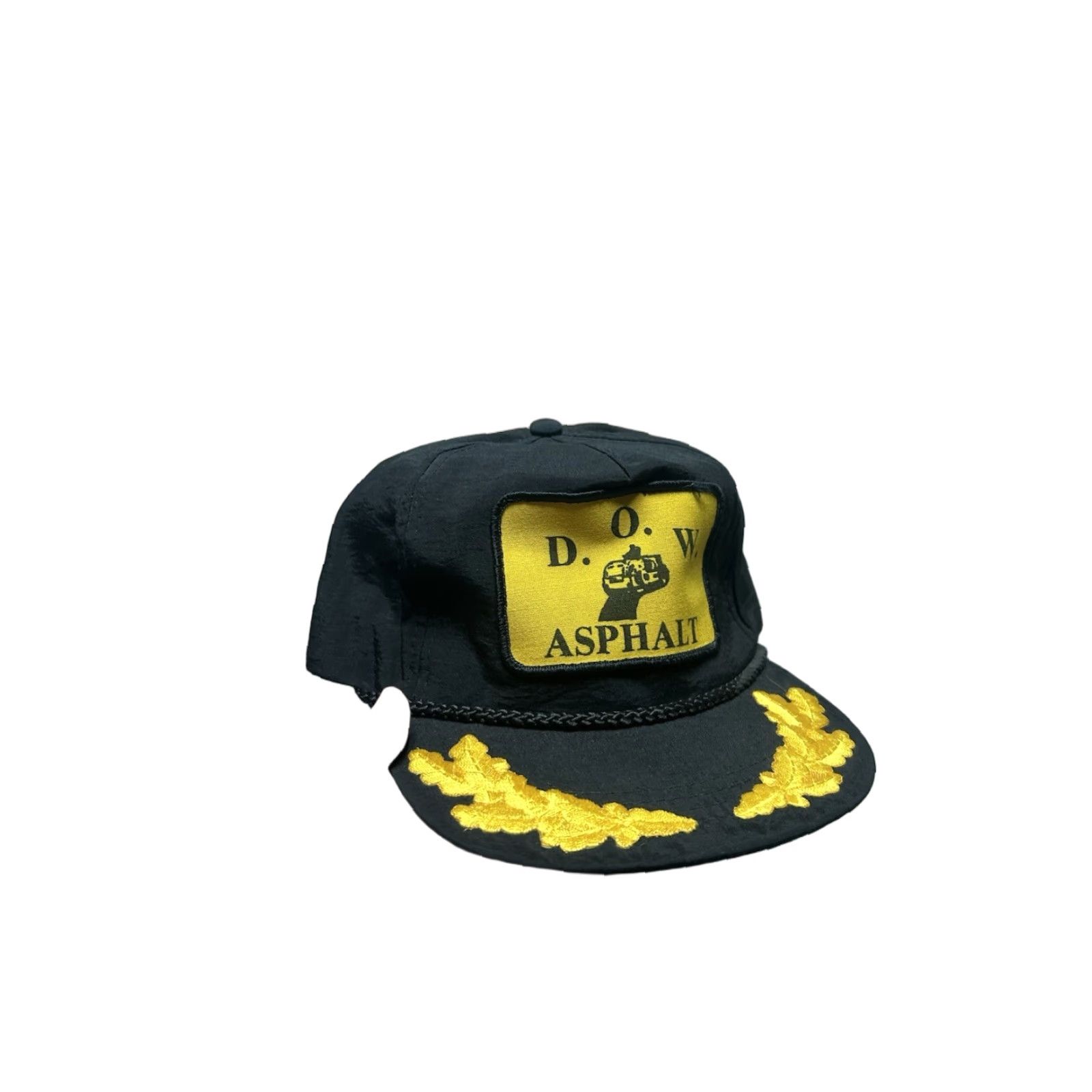 Vintage VINTAGE 80s 90s SnapBack hat cap D.O.W. Asphalt black yellow patch gold leaf Trucker Hat Adjustable Men 90s Mens Size ONE SIZE - 1 Thumbnail