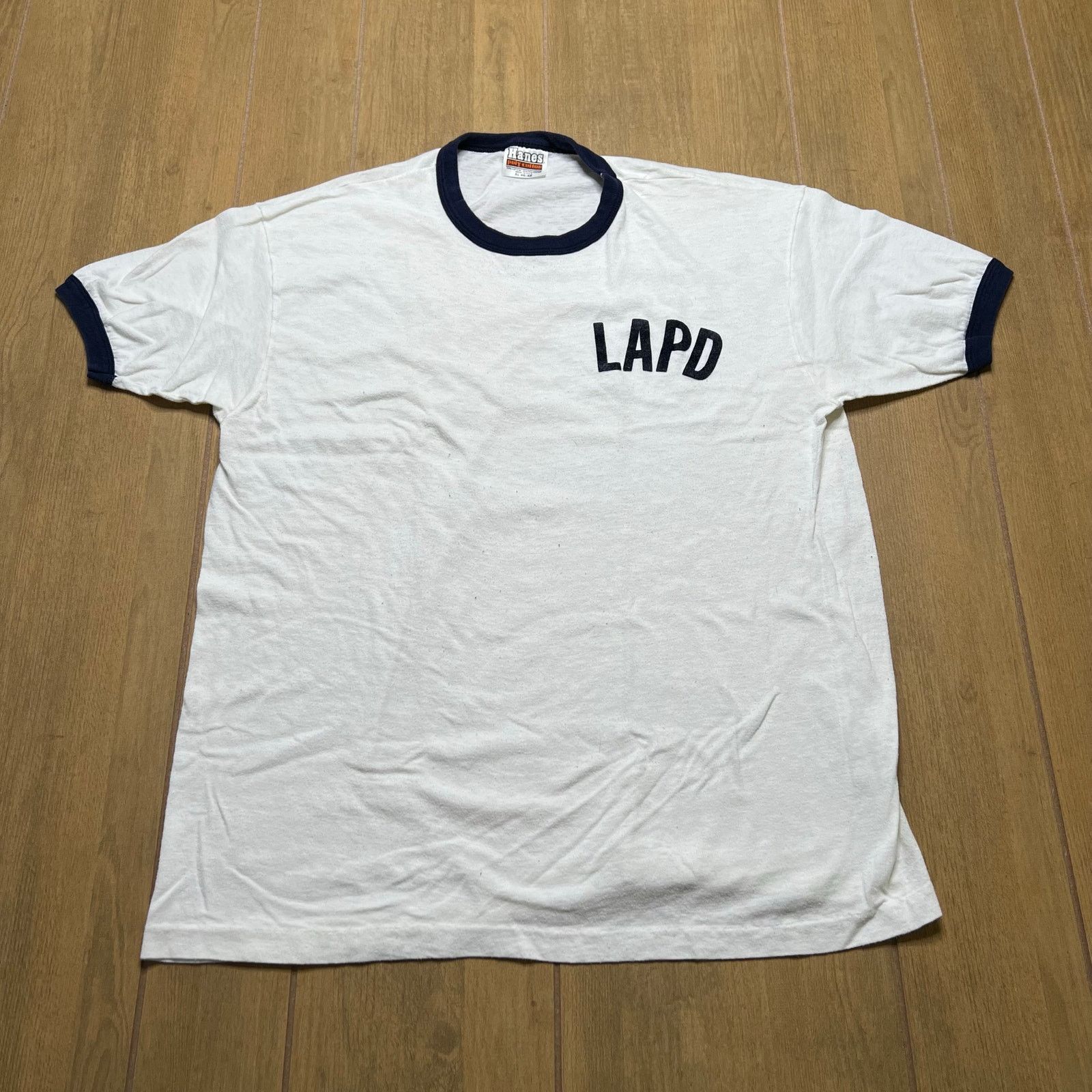 Hanes Vintage LAPD Ringer T Shirt 70s 80s Police Hanes Tee USA XL Size US XL / EU 56 / 4 - 1 Thumbnail