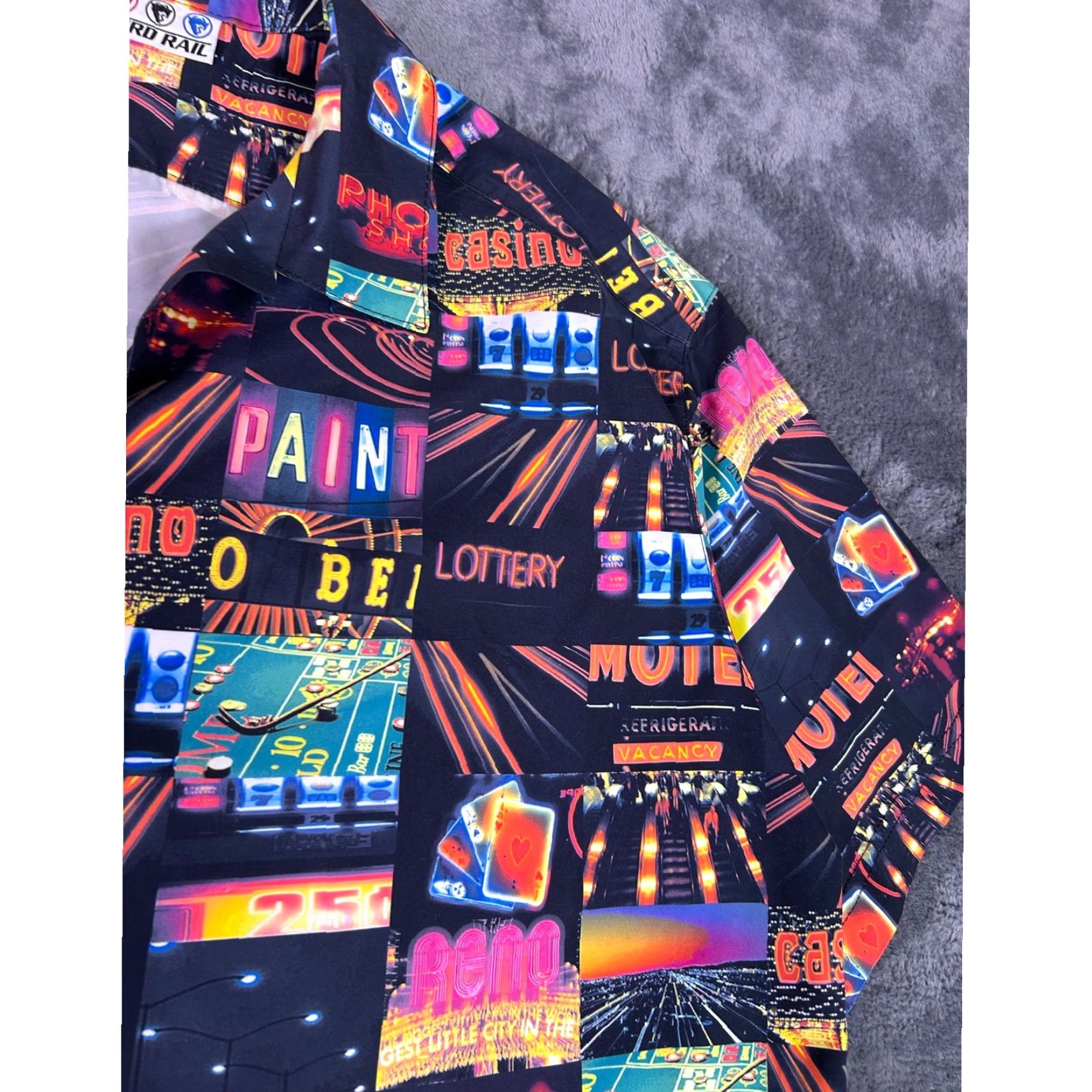 Rails Third Rail Short Sleeve Button-Up Mens Black Casino Neon Graphic Print XL Button-Down Shirt Size US 36 / EU 52 - 6 Thumbnail