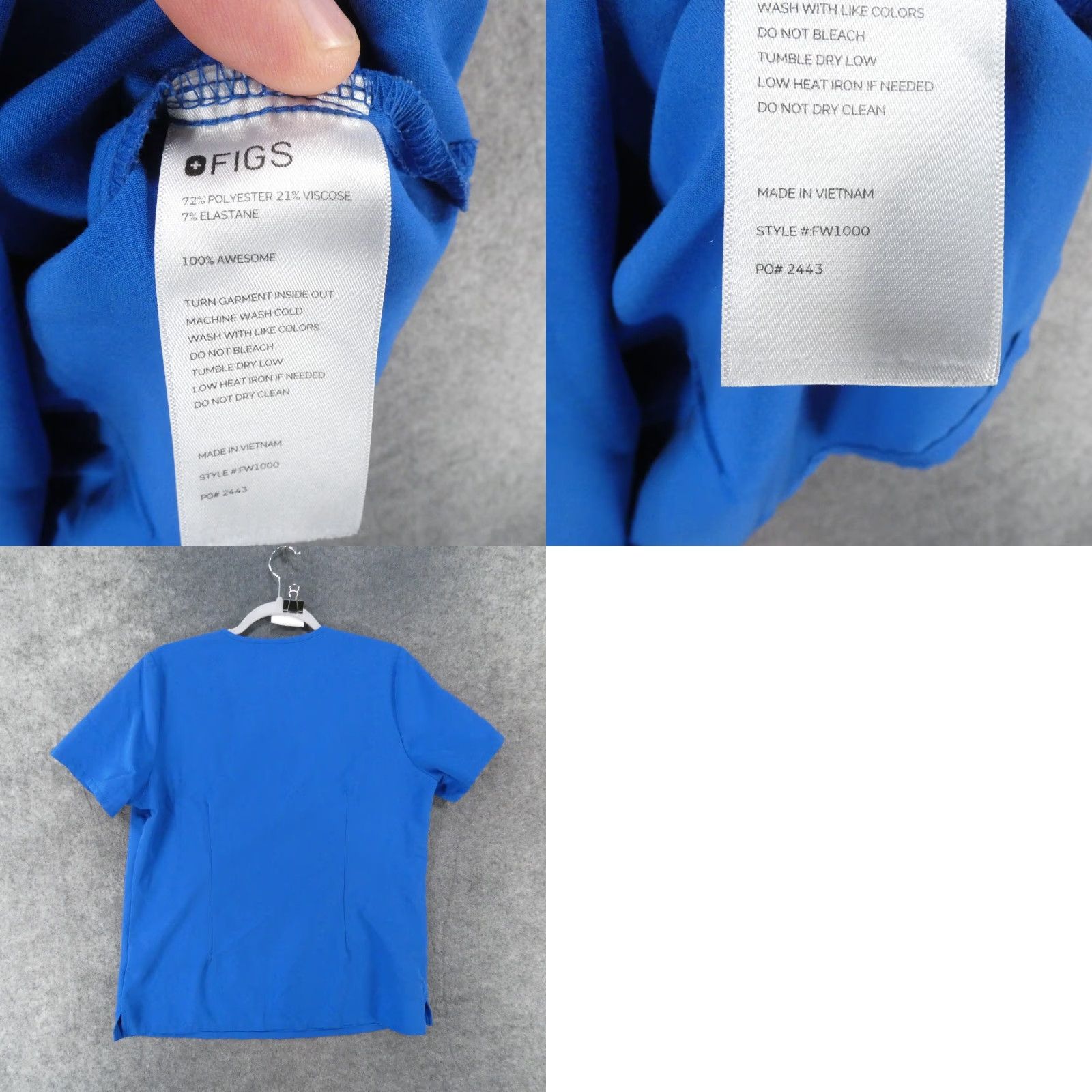 Vintage Figs Scrub Top Womens Large Short Sleeve Blue Size L / US 10 / IT 46 - 9 Thumbnail