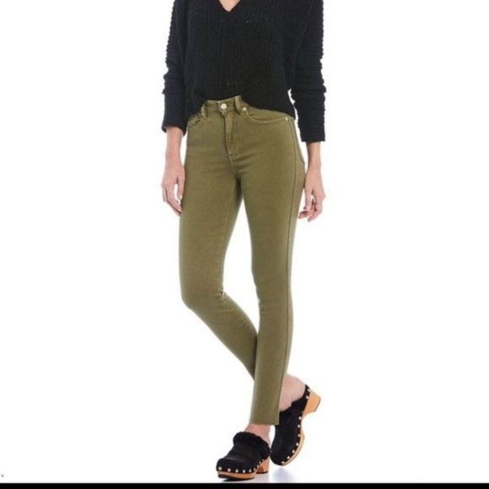 Free People Free People Raw Hem High Rise Jegging 24 Army Green Stretch Size 24" / US 00 / IT 34 - 6 Thumbnail