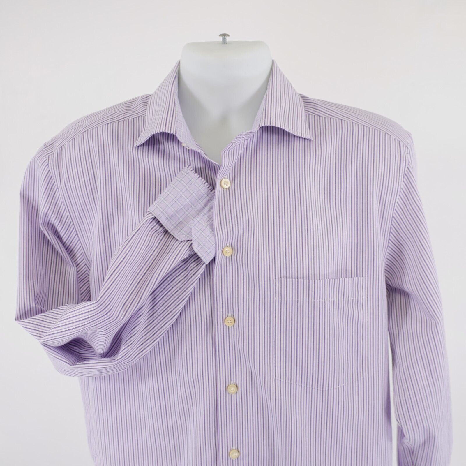 Egara Egara Non-Iron Slim Fit Large Tall 16-16.5 Purple Plaid Flip Size US L / EU 52-54 / 3 - 1 Thumbnail