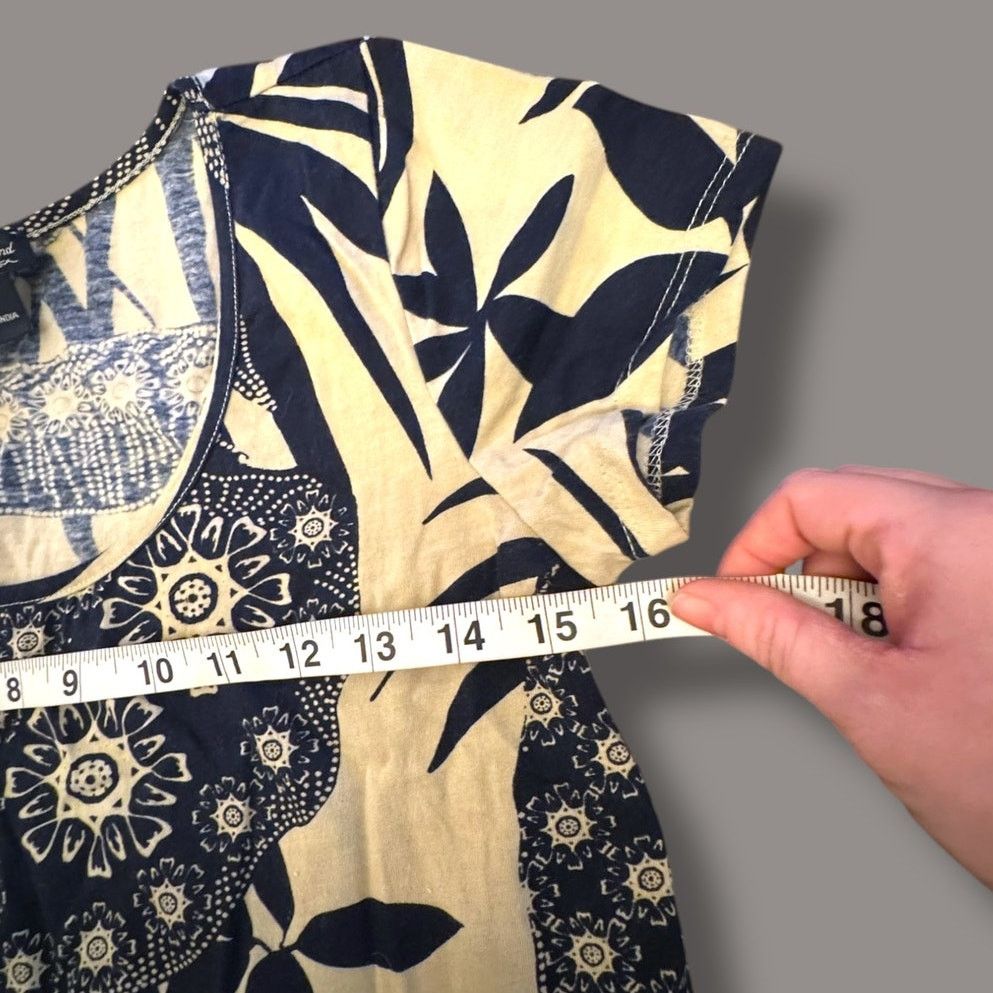 Lucky Brand Lucky Brand Tropical Print Navy Cream T-Shirt Dress Size S Size S / US 4 / IT 40 - 4 Thumbnail