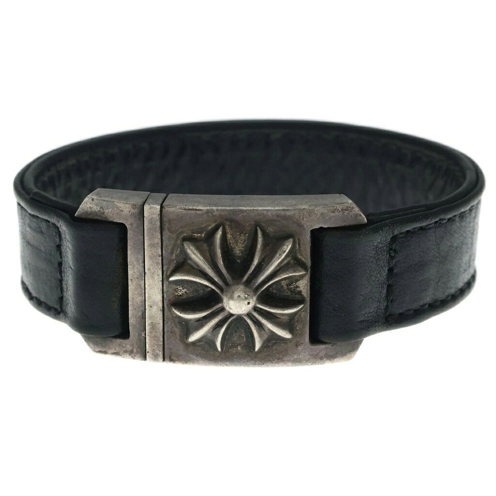 Chrome Hearts Chrome Hearts 3BTN 2SNP Cross Leather Bracelet Size