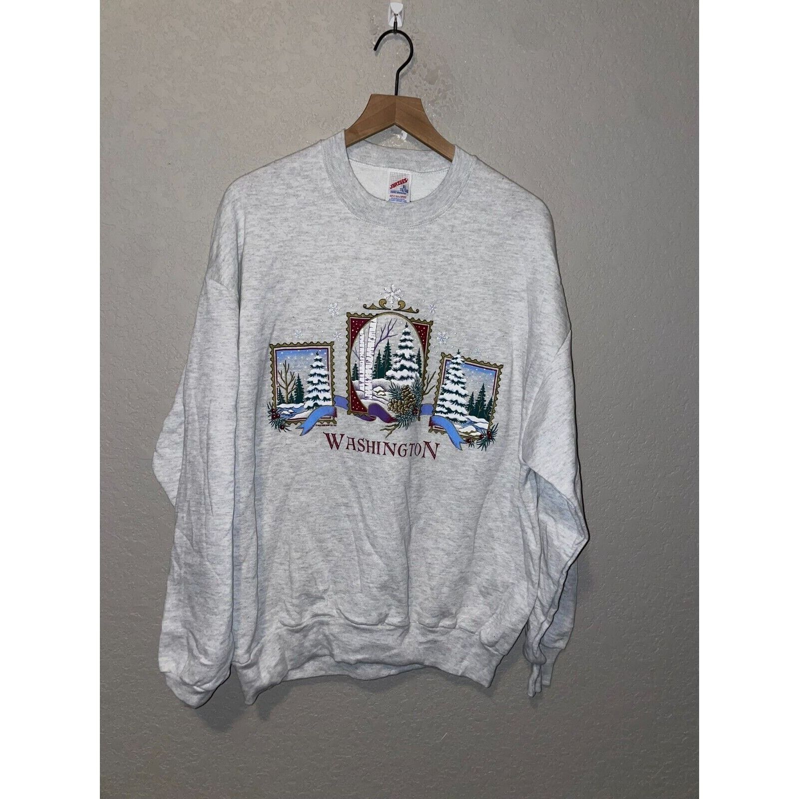 Jerzees Vintage Washington Sweatshirt Crewneck Snow VTG 90s XL Size US XL / EU 56 / 4 - 1 Thumbnail