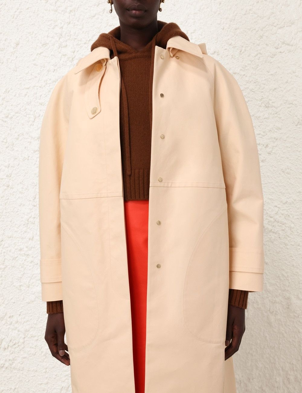 Zimmermann oc11z0525 Tranquillity Poplin Crombie Coat in Beige Size XS / US 0-2 / IT 36-38 - 5 Thumbnail