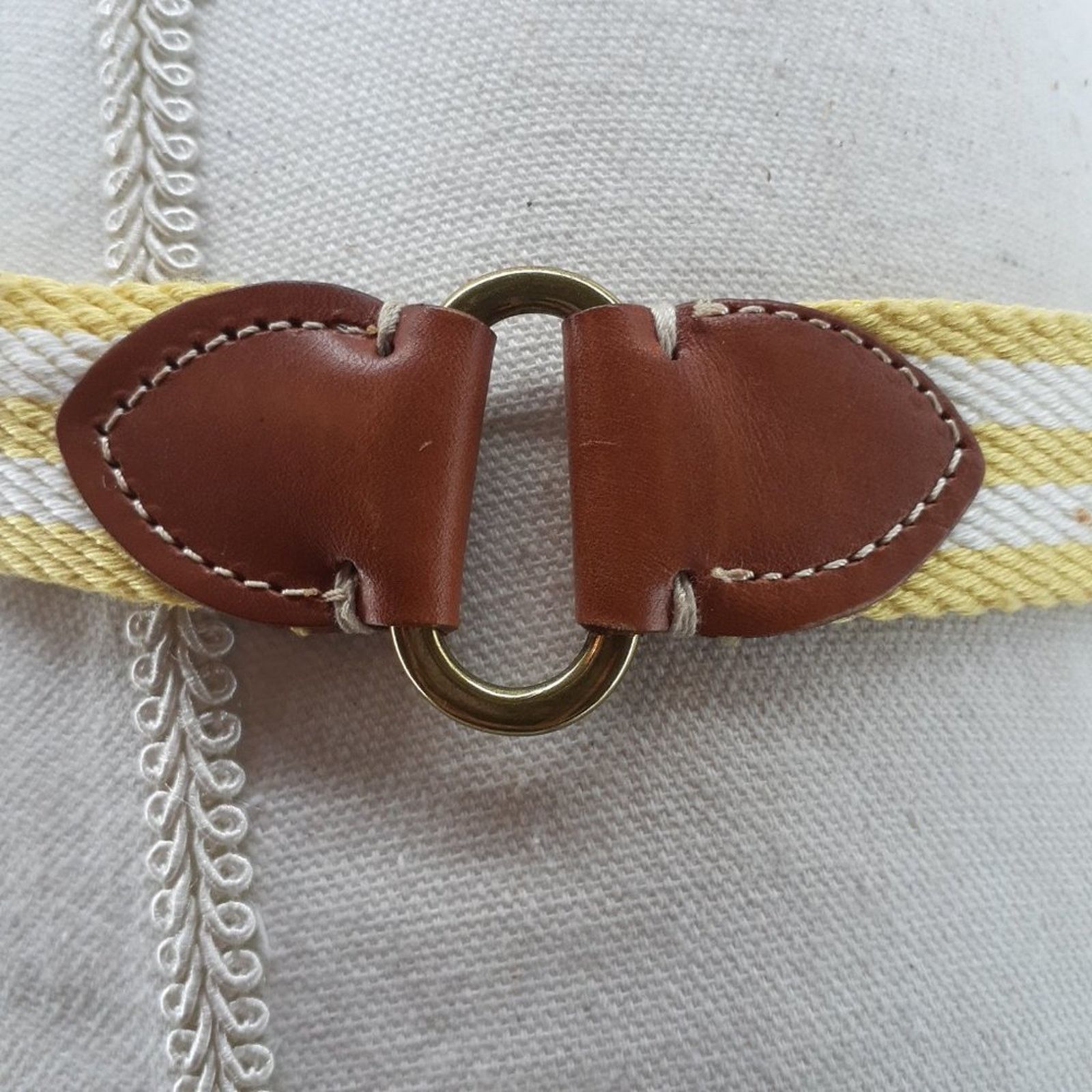 Tommy Hilfiger Tommy Hilfiger Striped Hub Yellow White Brown Leather Cotton Size ONE SIZE - 11 Thumbnail
