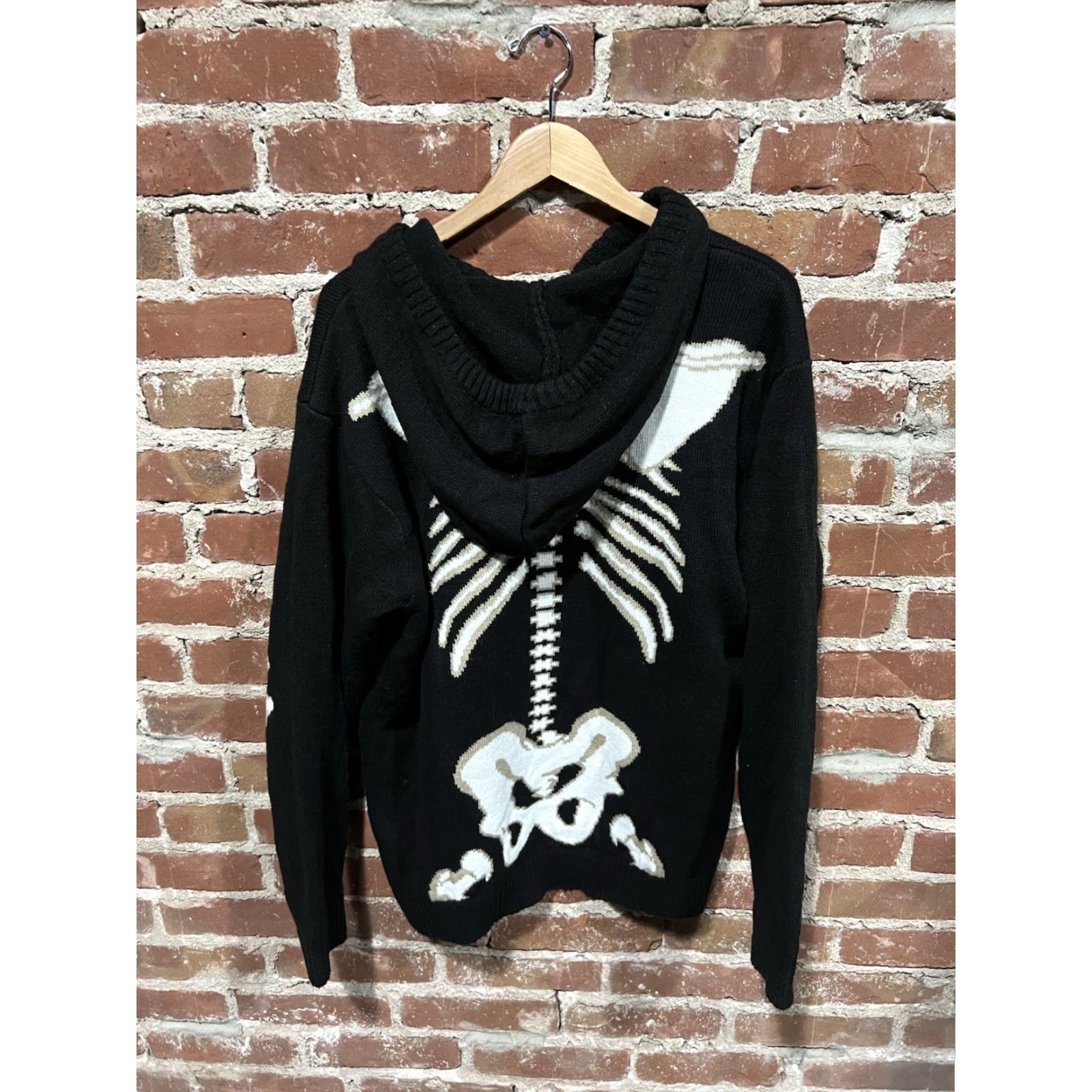 Vintage Tribekka 44 Womens Black Pullover Knit Hooded Sweatshirt Skeleton XL Hoodie Pullover Shirt Activewear Womens Size XL / US 12-14 / IT 48-50 - 2 Thumbnail