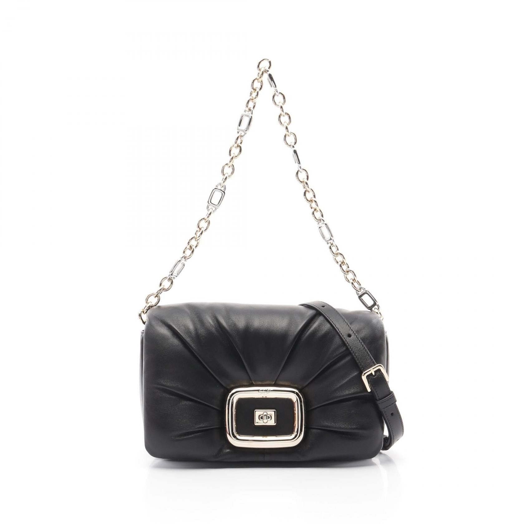 Roger Vivier Roger Vivier Viv Shock Leather Shoulder Bag Leather Shoulder Bag Rbwaogj0200Ydrb999 in Black, Women's