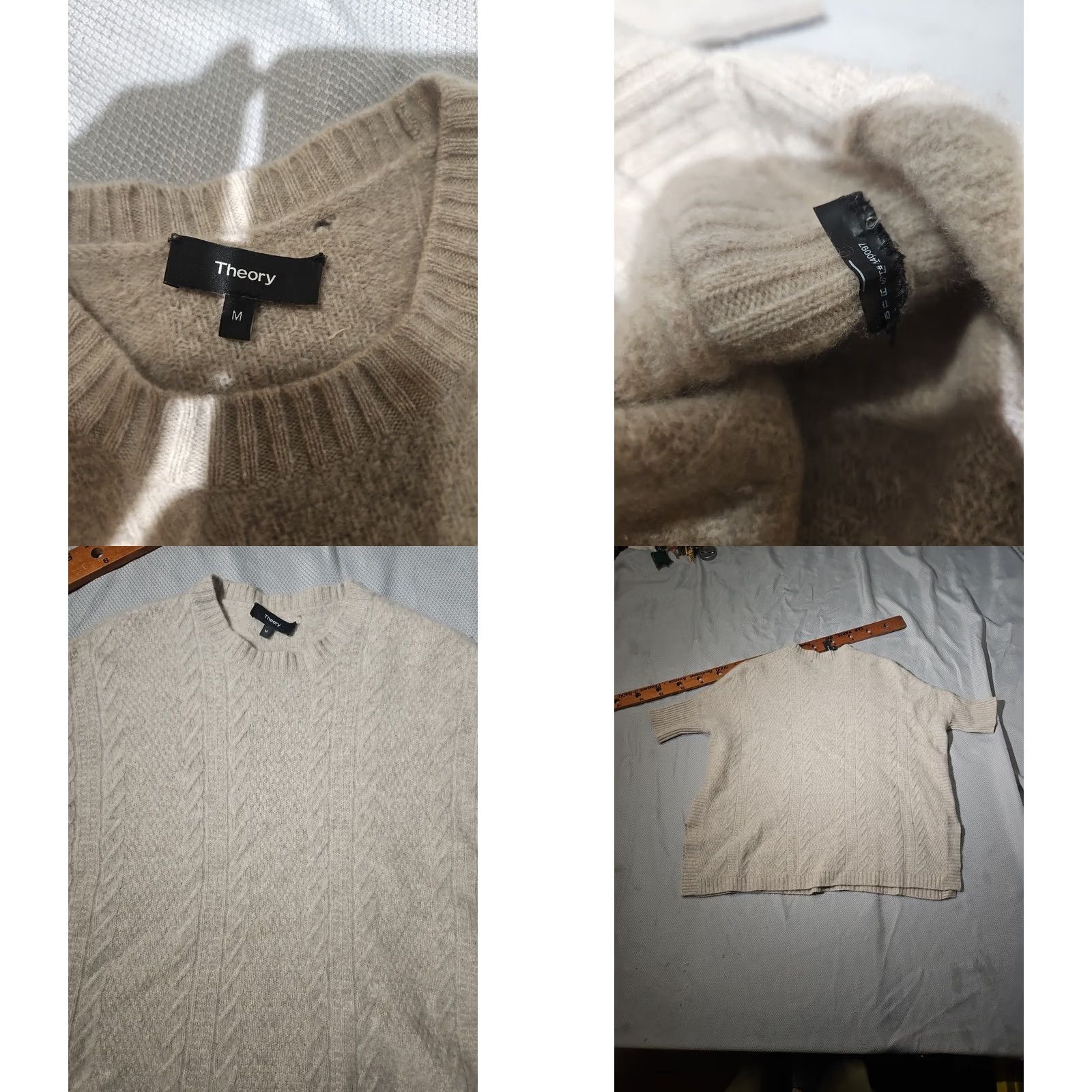 Theory Theory Sweater Womens Medium Beige Luxury Soft Cashmere Fisherman Knit Slit Hem Doube? (slight clarity) Size M / US 6-8 / IT 42-44 - 8 Thumbnail