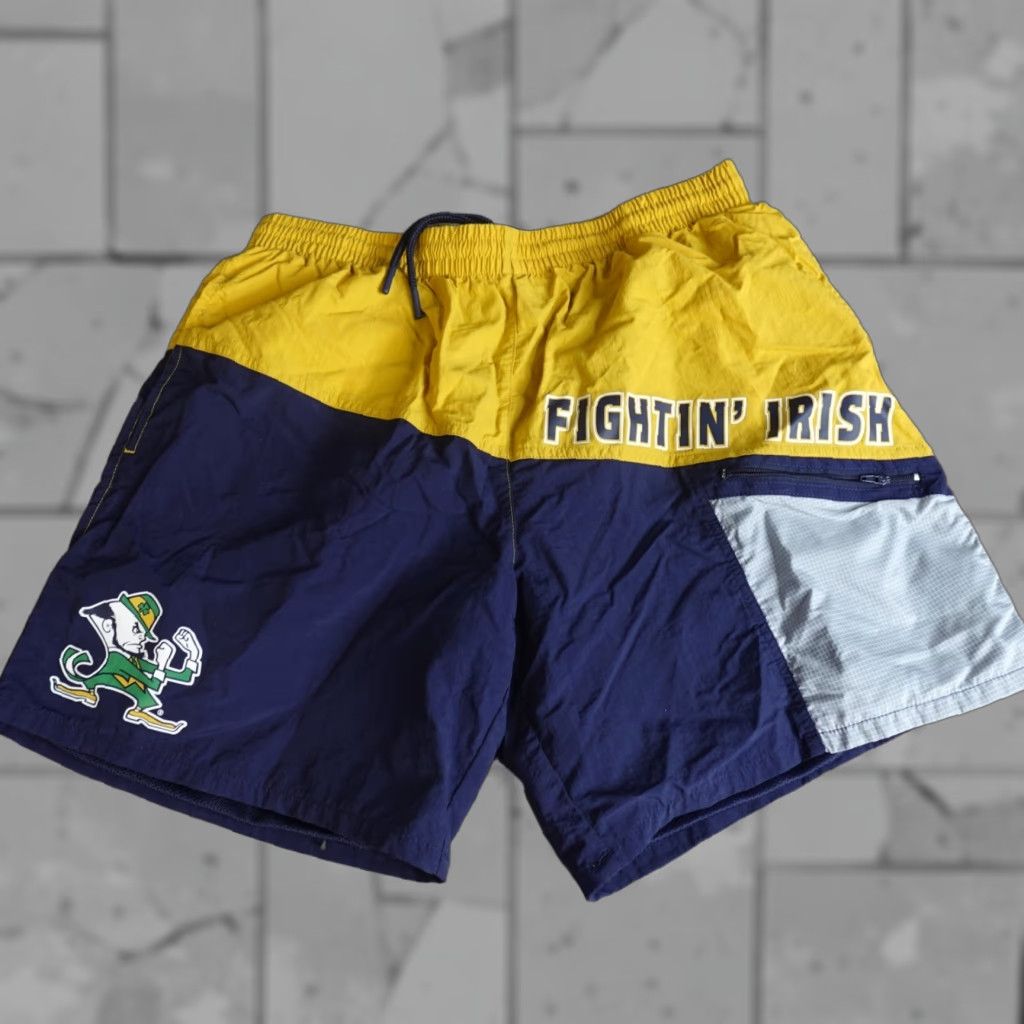 Mitchell & Ness Mitchell & Ness Shorts Mens L Blue Drawstring Fighting Irish Notre Dame Size US 33 - 1 Thumbnail