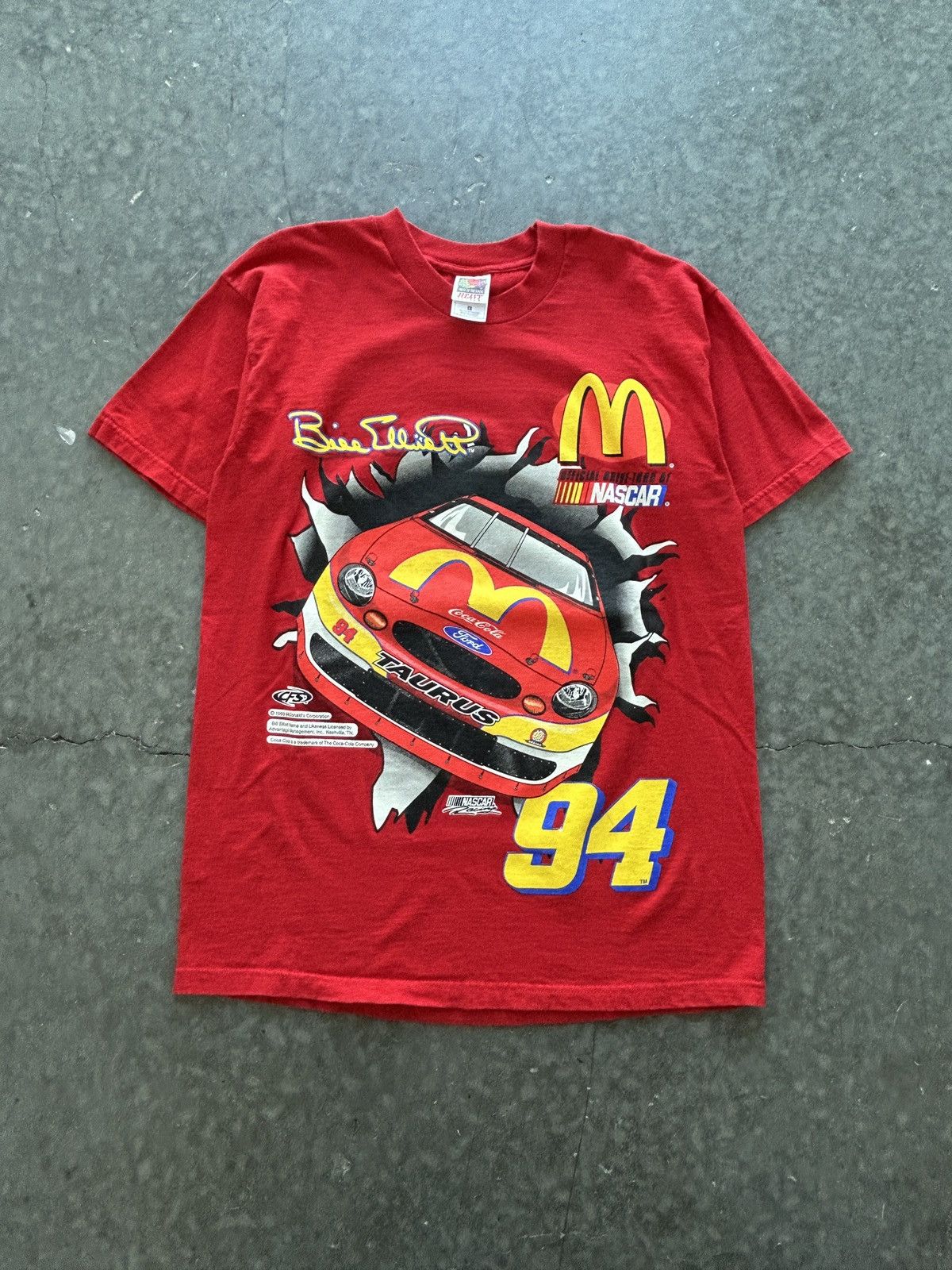 NASCAR Vintage 90s Bill Elliot McDonalds Nascar Tee Double Sided Size US L / EU 52-54 / 3 - 1 Thumbnail