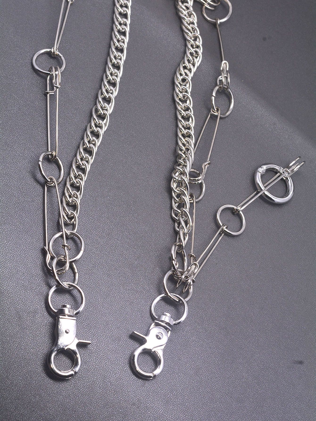 Japanese Brand × Jewelry Double-Layer Curl Pants Chain with Safety Pin Size ONE SIZE - 5 Thumbnail